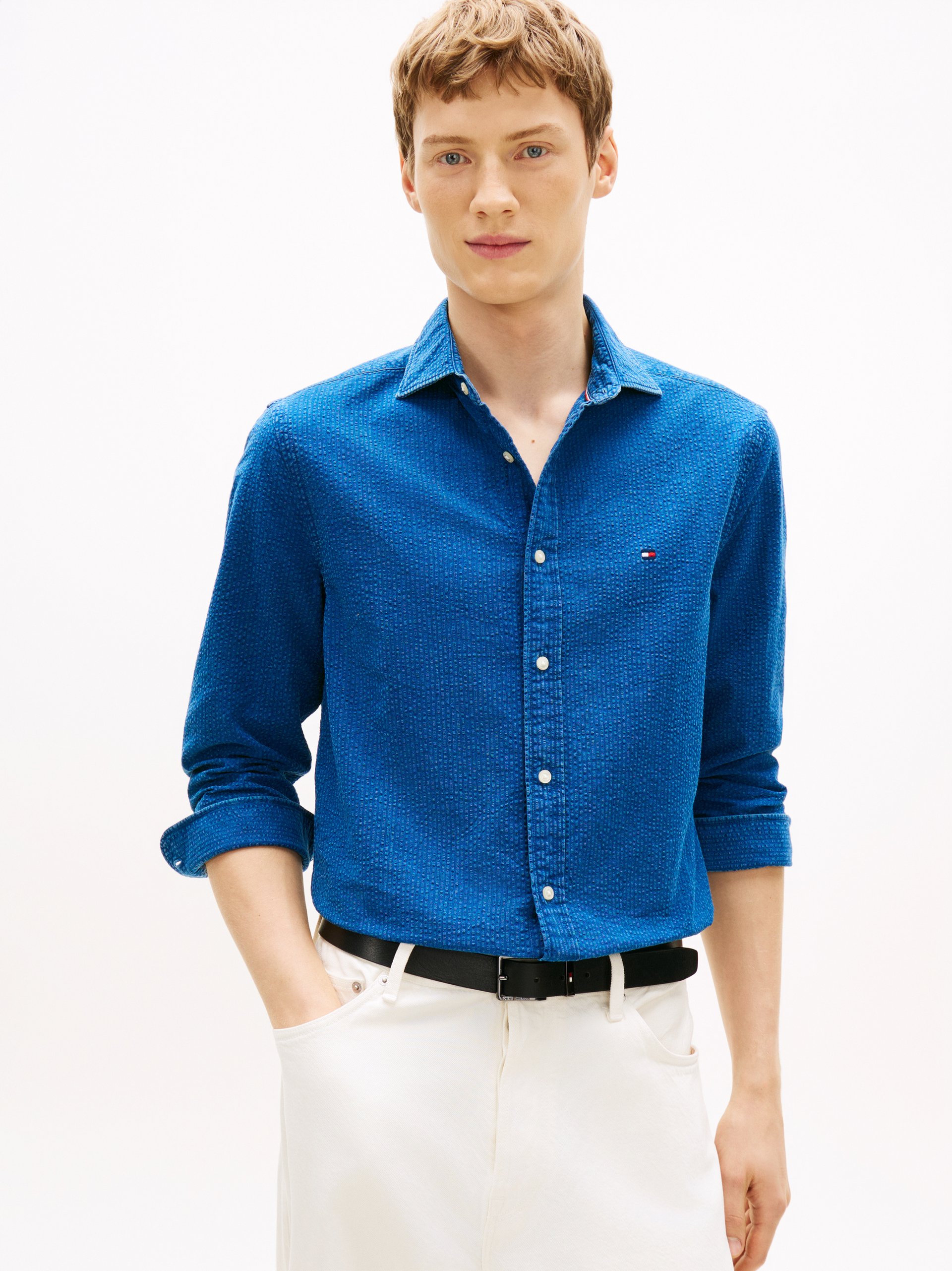 Tommy Hilfiger koszula dżinsowa Mężczyźni Regular Fit Bawełna (100%) niebieski