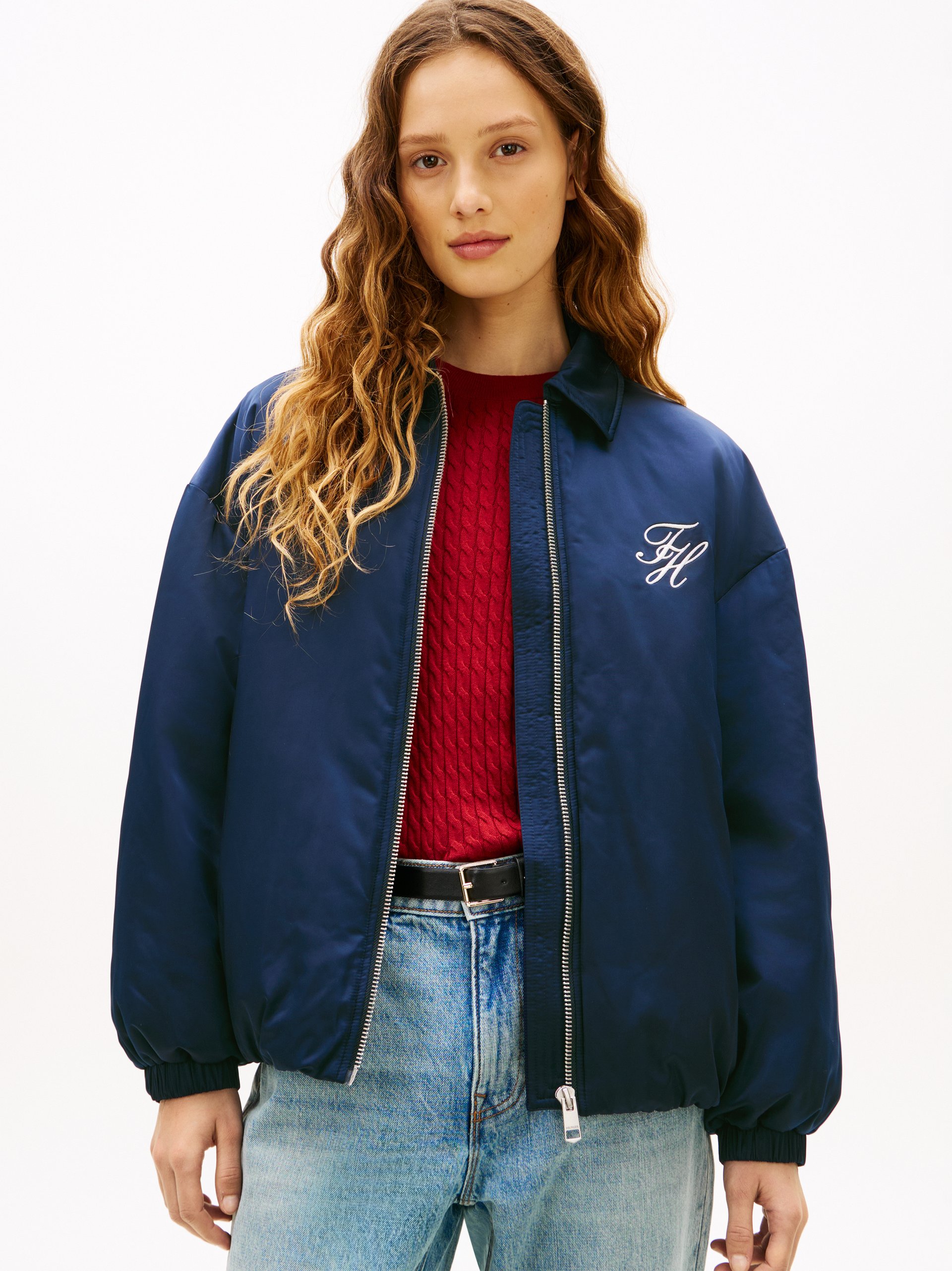 Tommy Hilfiger kurtka bomber Kobiety Sztuczne włókno niebieski