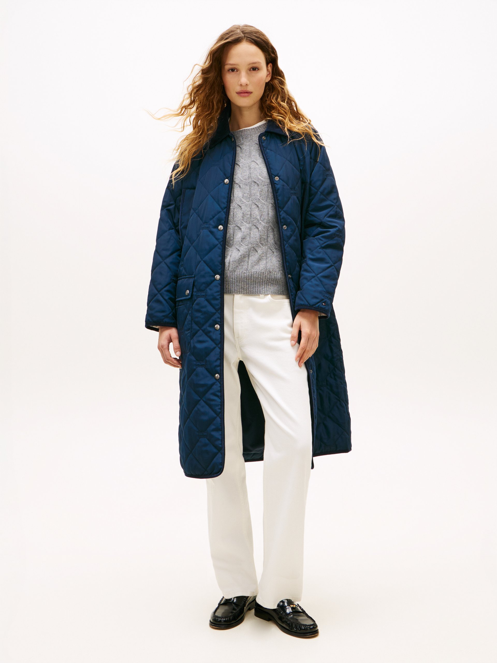 Tommy Hilfiger Pikowany płaszcz Kobiety Sztuczne włókno niebieski