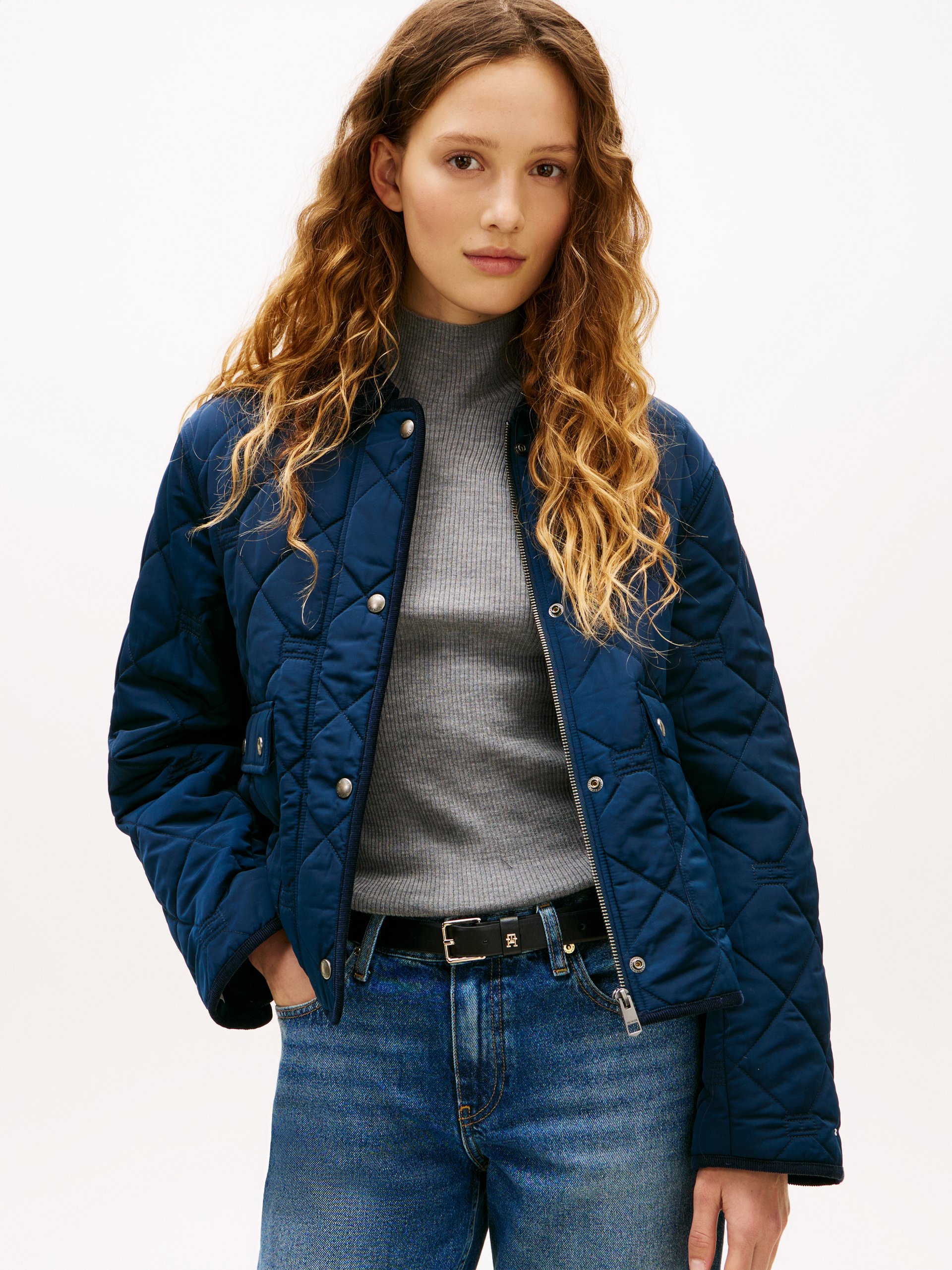 Tommy Hilfiger kurtka pikowana Kobiety Sztuczne włókno niebieski