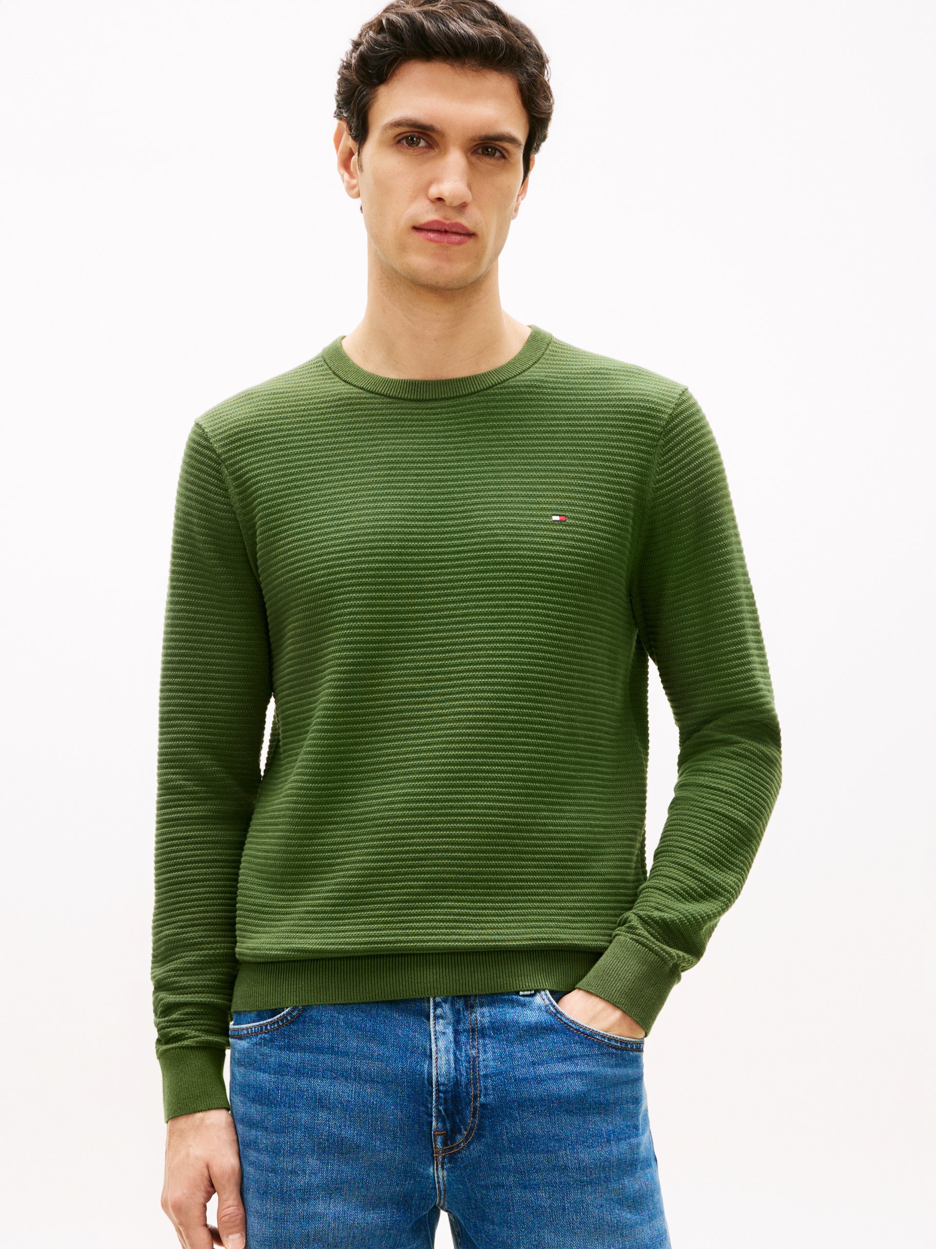 Tommy Hilfiger sweter z dzianiny Mężczyźni Bawełna zielony