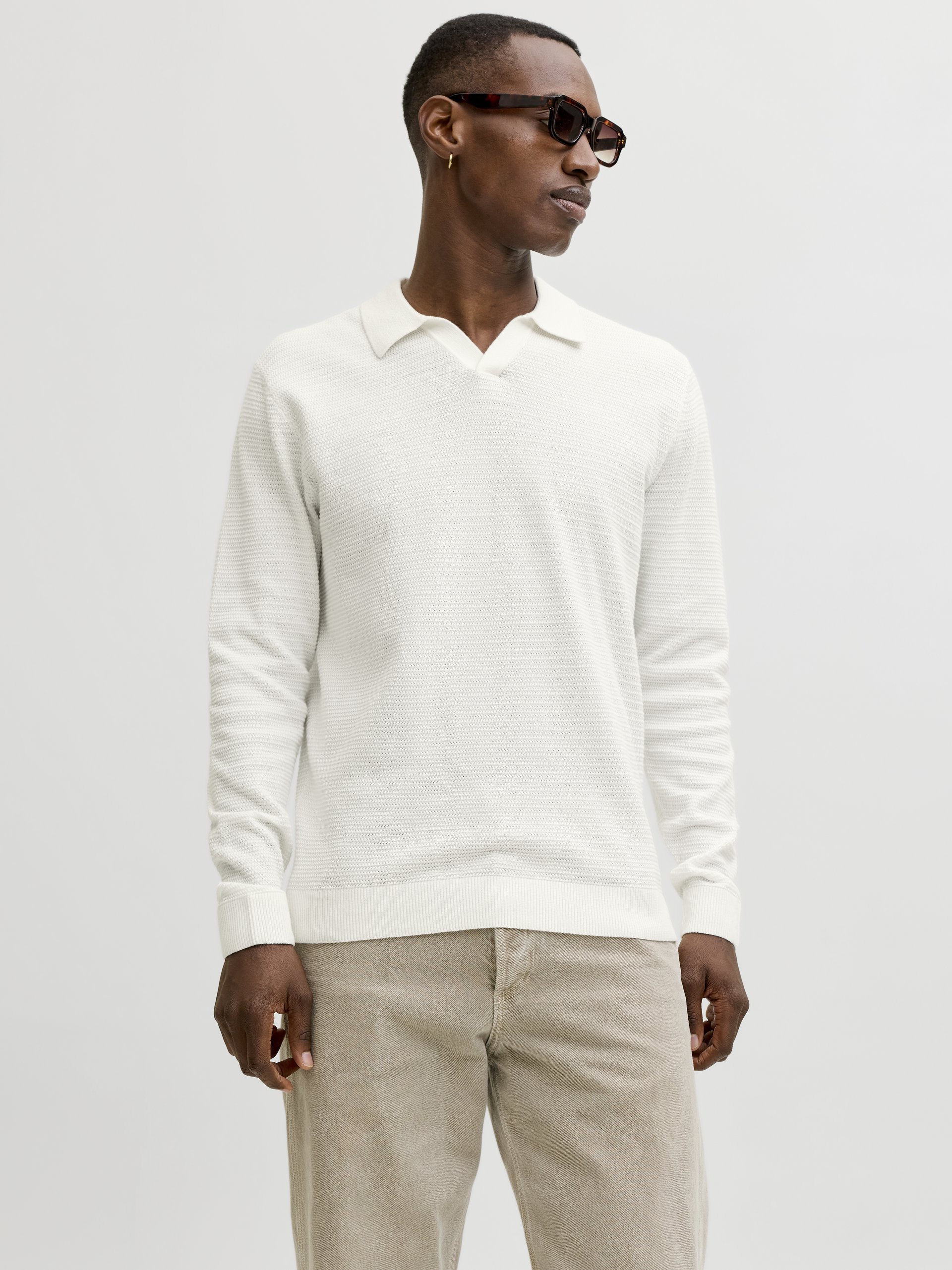 Jack & Jones sweter z dzianiny - JPRbluriley Mężczyźni Bawełna biały
