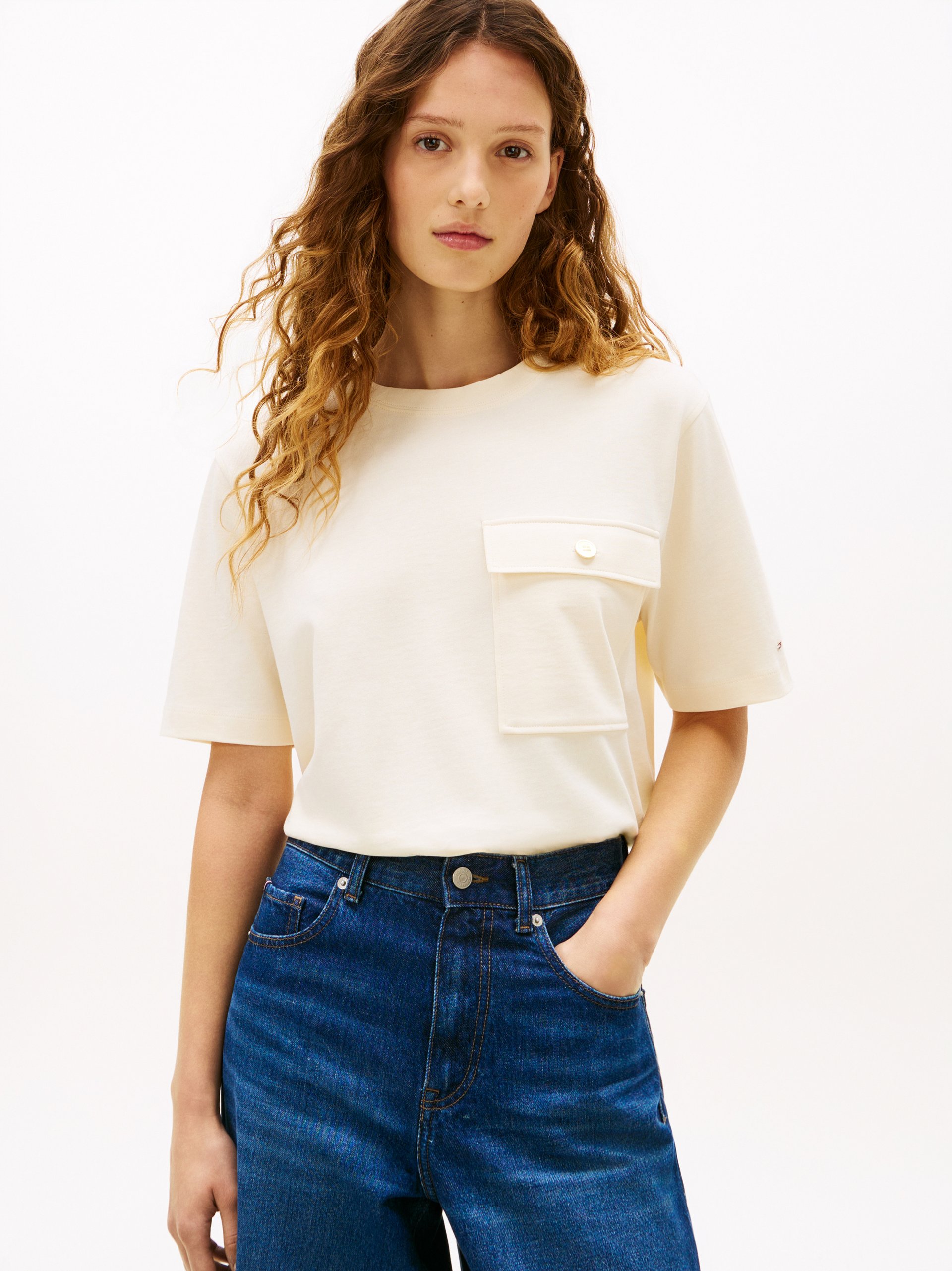 Tommy Hilfiger Koszulka Kobiety Bawełna (100%) beżowy