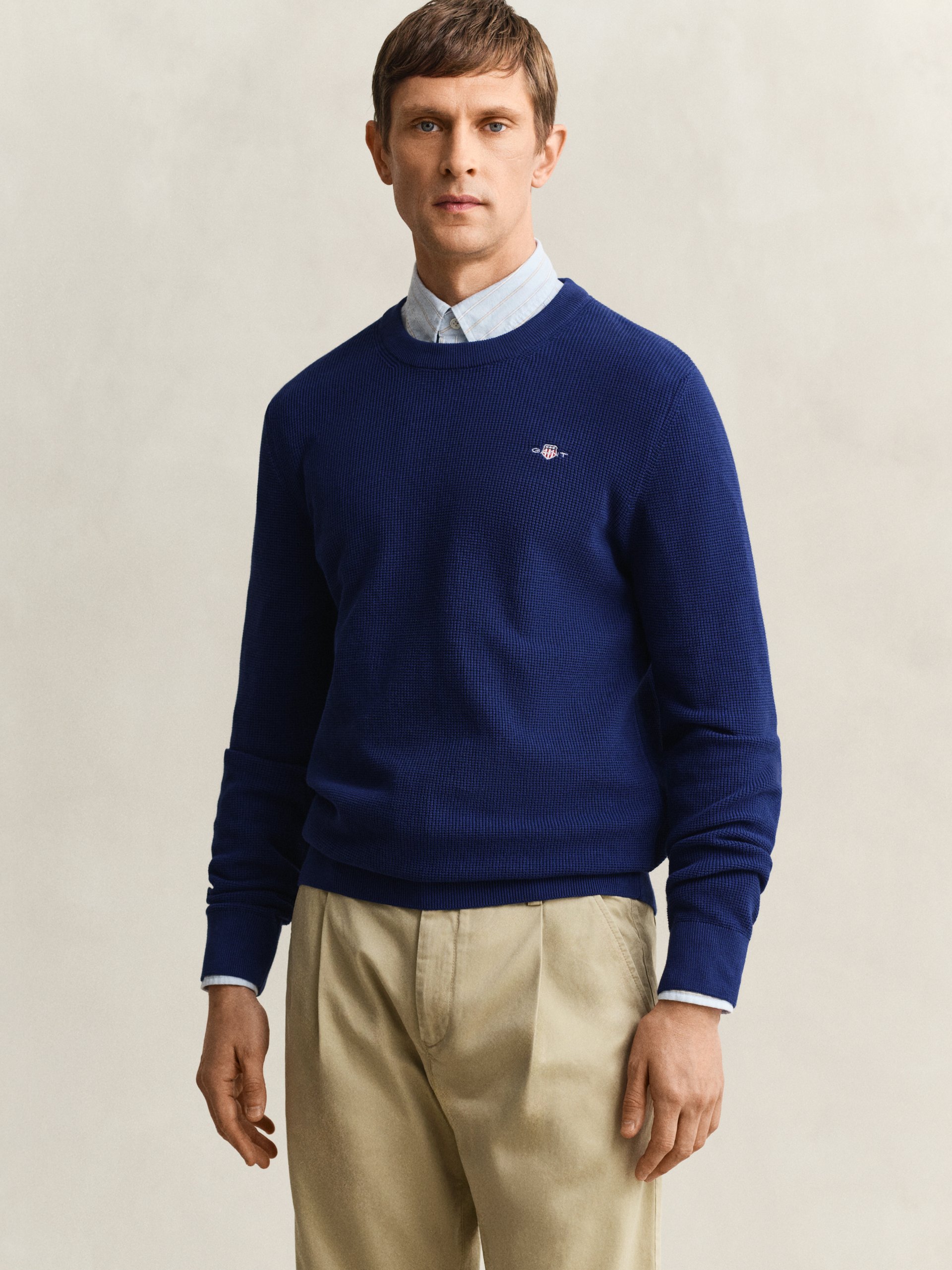 Gant sweter z dzianiny Mężczyźni Bawełna niebieski