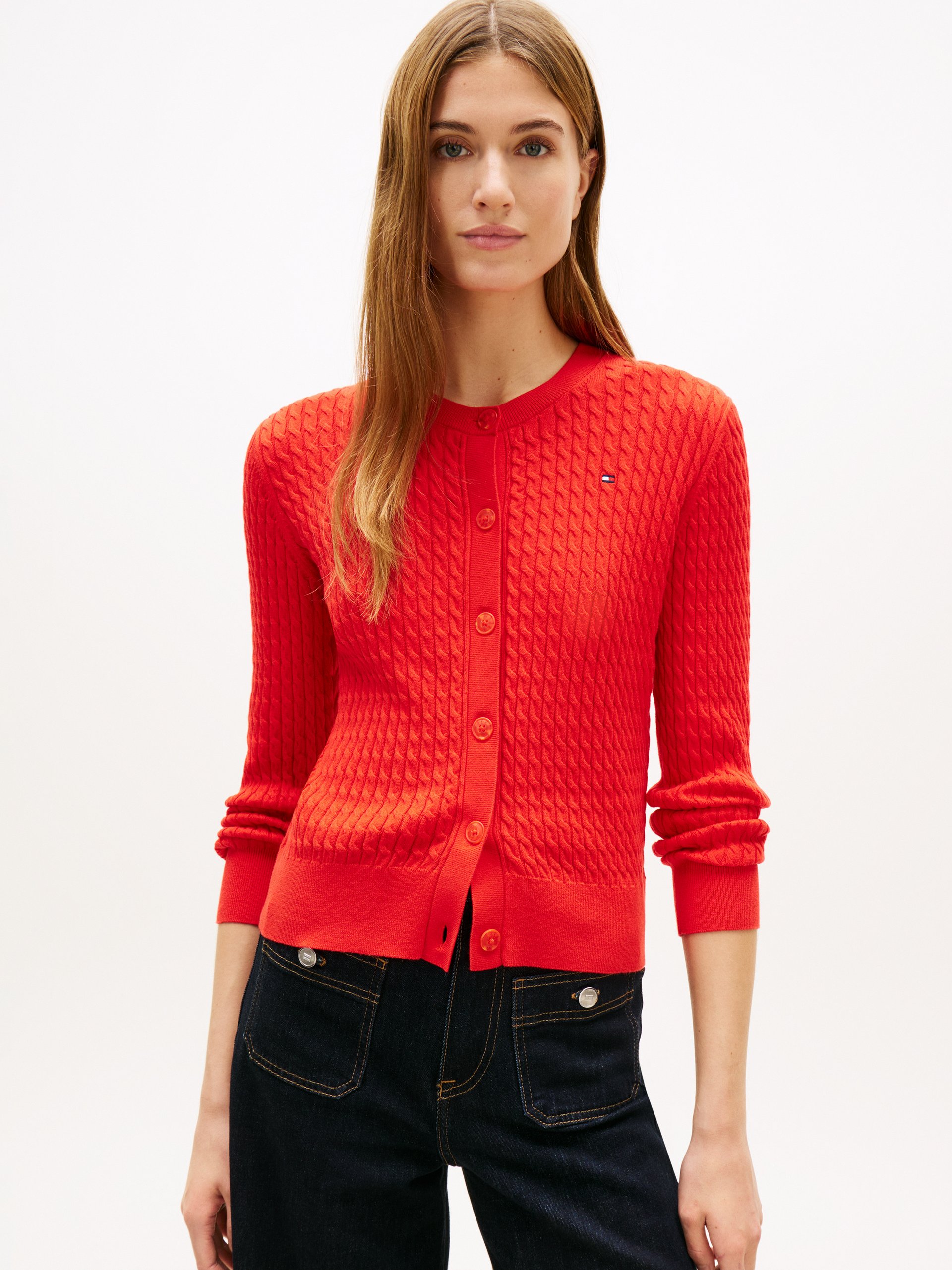 Tommy Hilfiger Kardigan Kobiety Bawełna czerwony