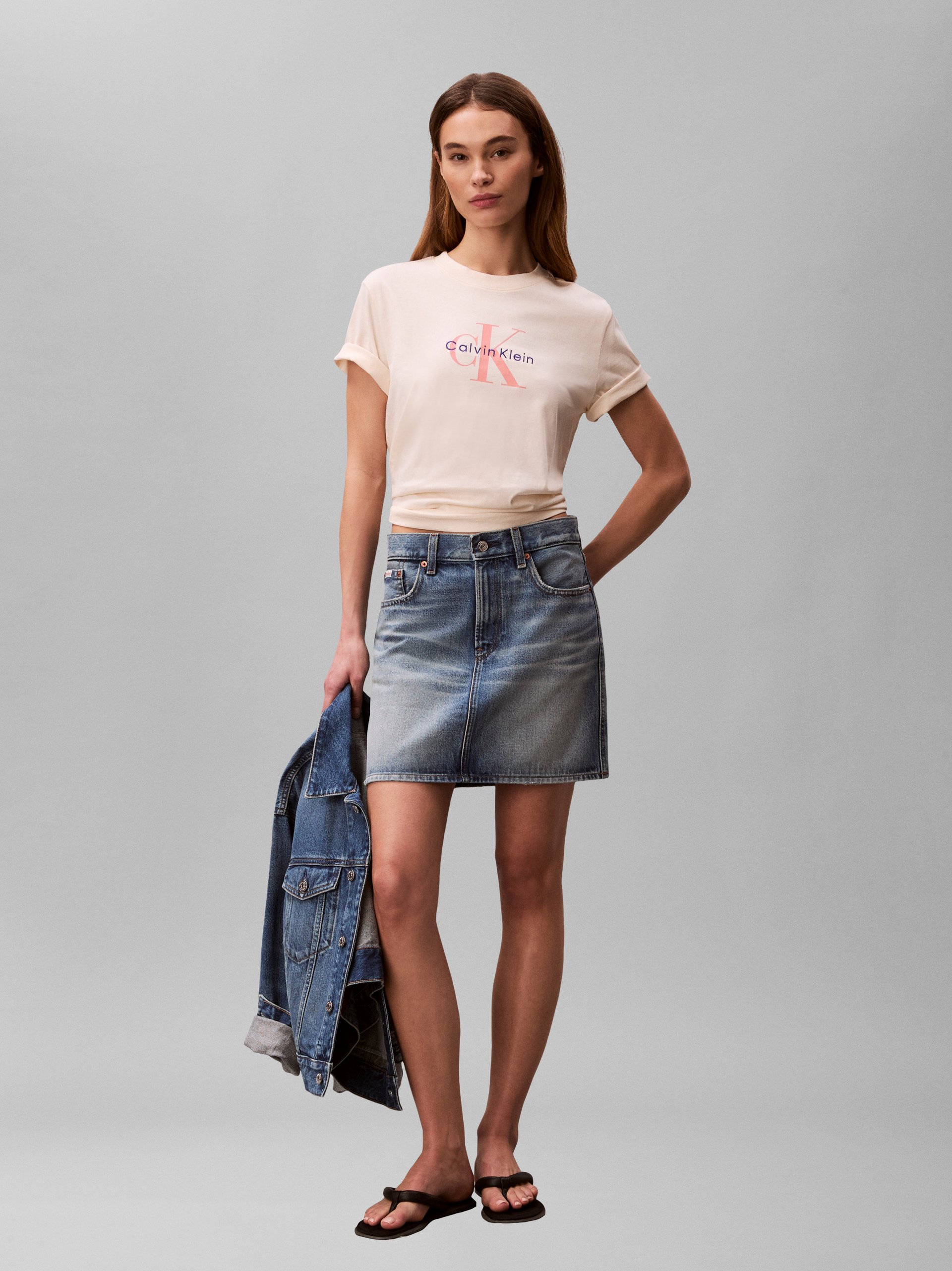 Calvin Klein Jeans Koszulka Kobiety Bawełna beżowy