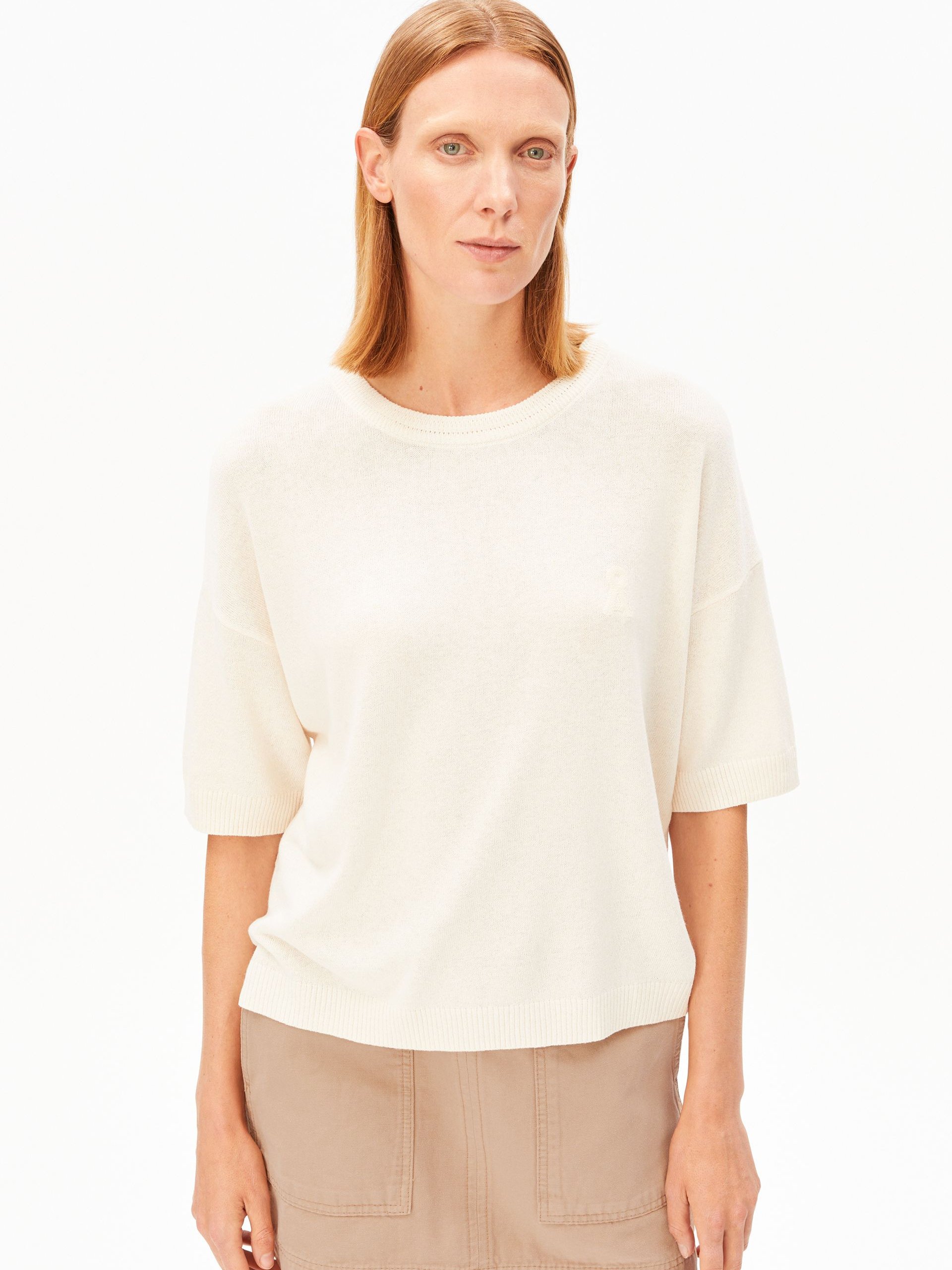 ARMEDANGELS koszula z dzianiny z zawartością lnu - SL Linen Blend Kobiety beżowy