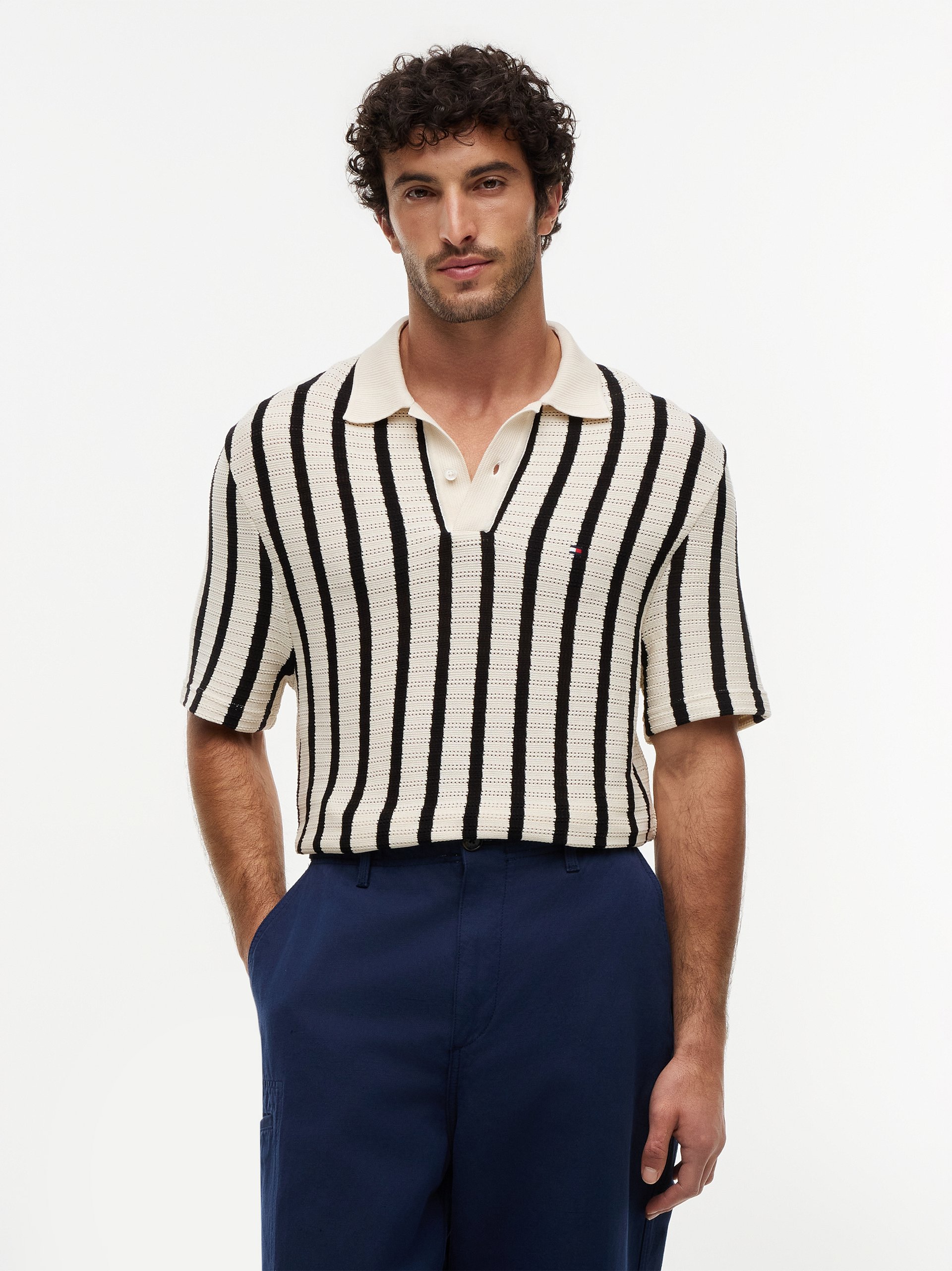 Tommy Hilfiger koszulka polo z dzianiny Mężczyźni Bawełna (100%) beżowy|czarny