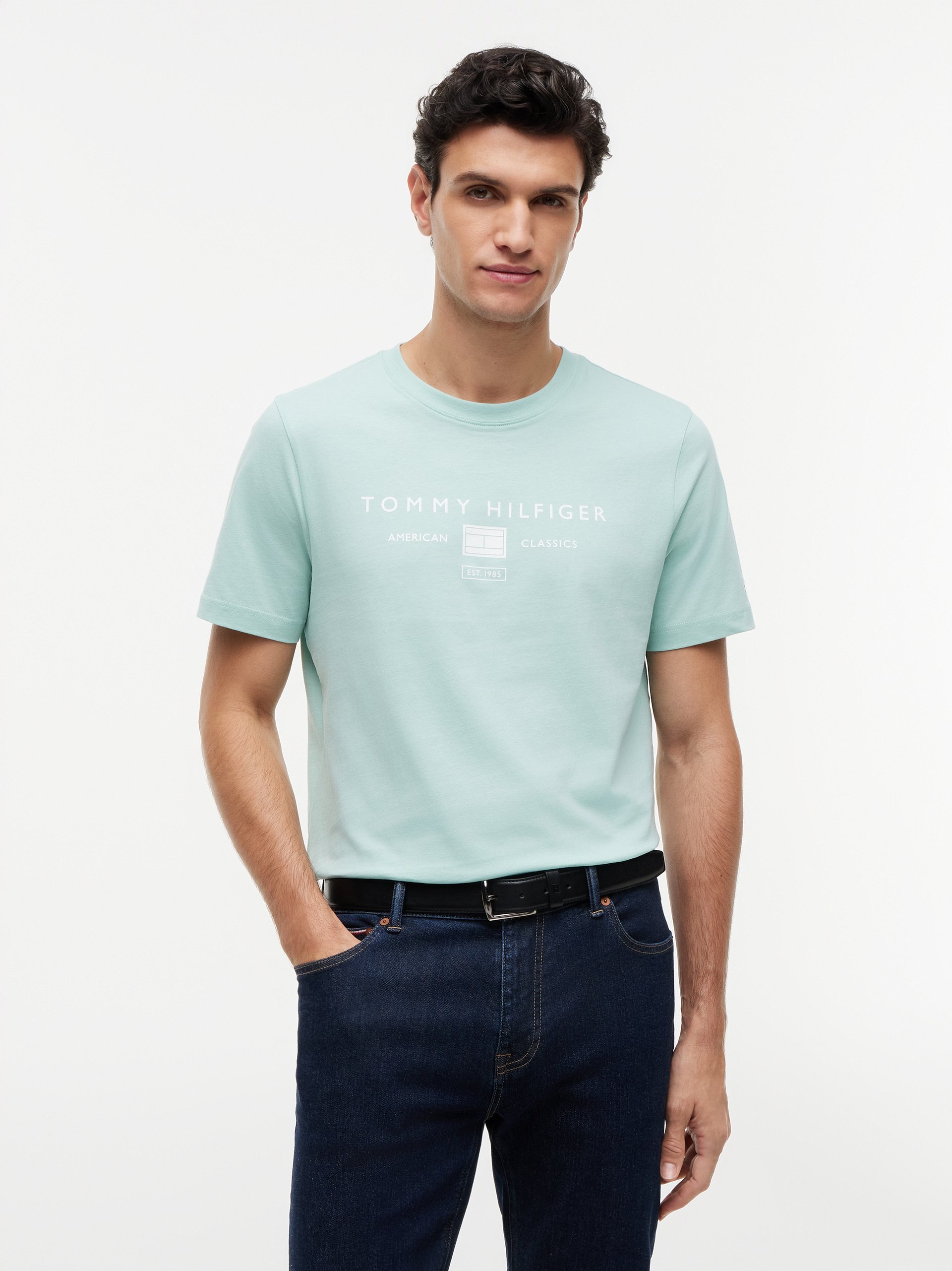 Tommy Hilfiger Koszulka Mężczyźni Bawełna zielony