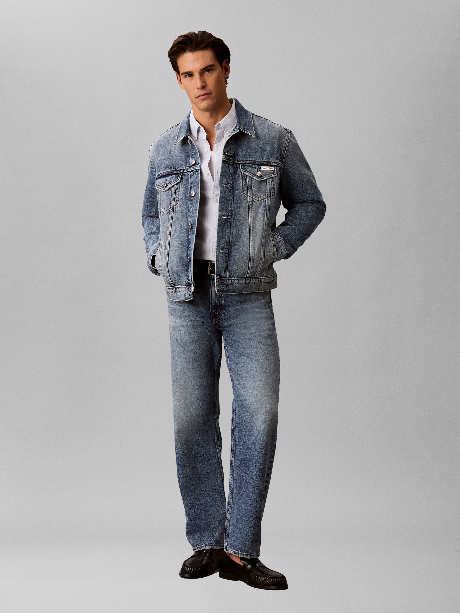 Calvin Klein Jeans kurtka dżinsowa - Andrew Mężczyźni Bawełna (100%) niebieski