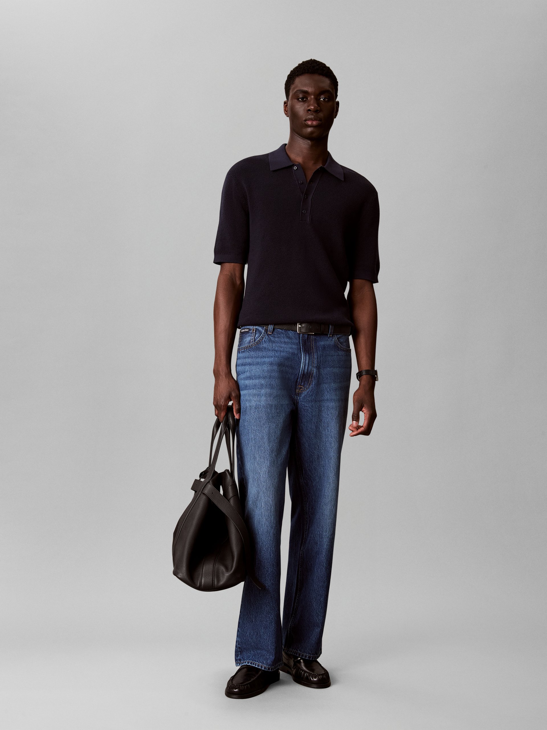 Calvin Klein Jeans koszulka polo z dzianiny Mężczyźni Bawełna (100%) niebieski