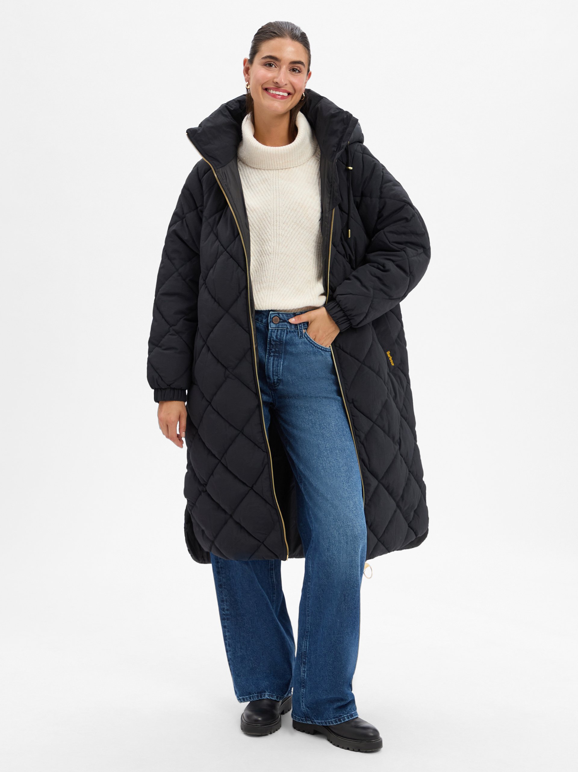Barbour Pikowany płaszcz - Kirkton Puffer Kobiety Sztuczne włókno czarny