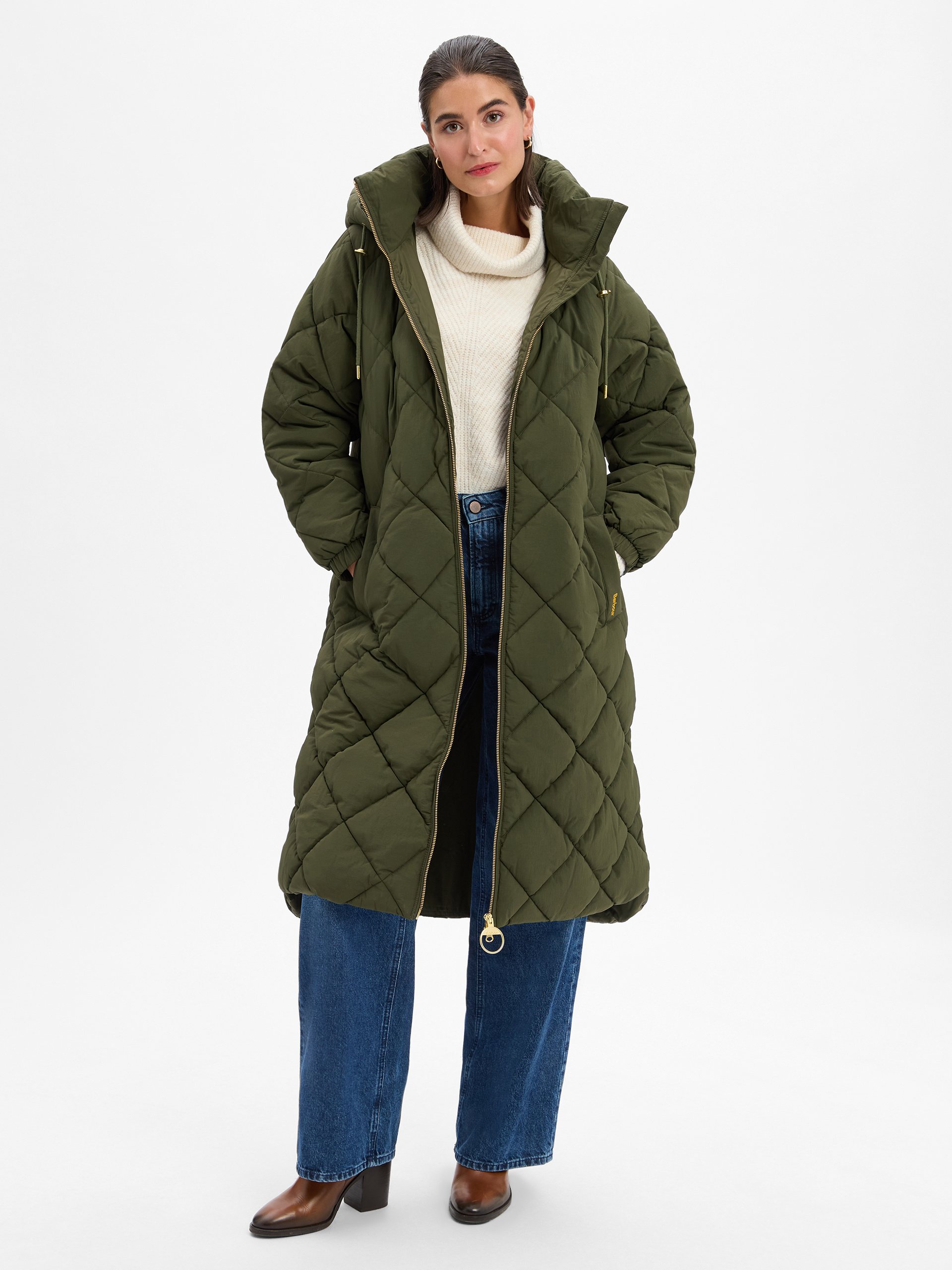 Barbour Pikowany płaszcz - Kirkton Puffer Kobiety Sztuczne włókno zielony