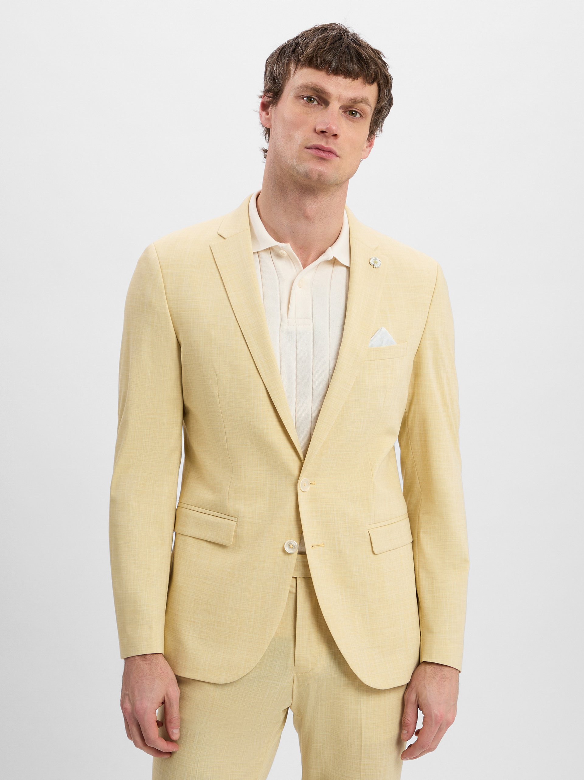 Finshley & Harding London marynarka garniturowa - Brixdon Mężczyźni Slim Fit żółty