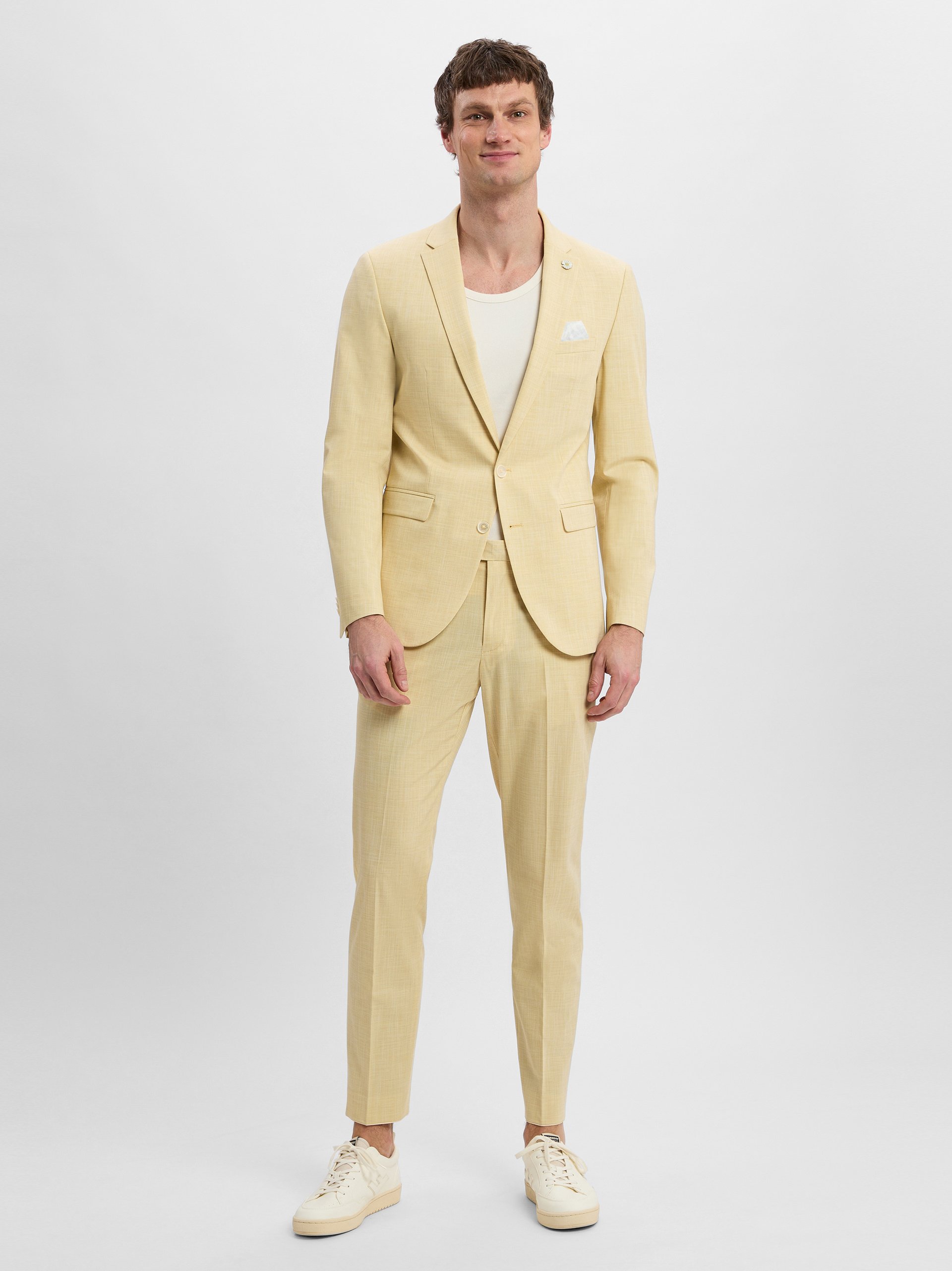 Finshley & Harding London garnitur slim fit - Brixdon-Hoxdon Mężczyźni Slim Fit żółty