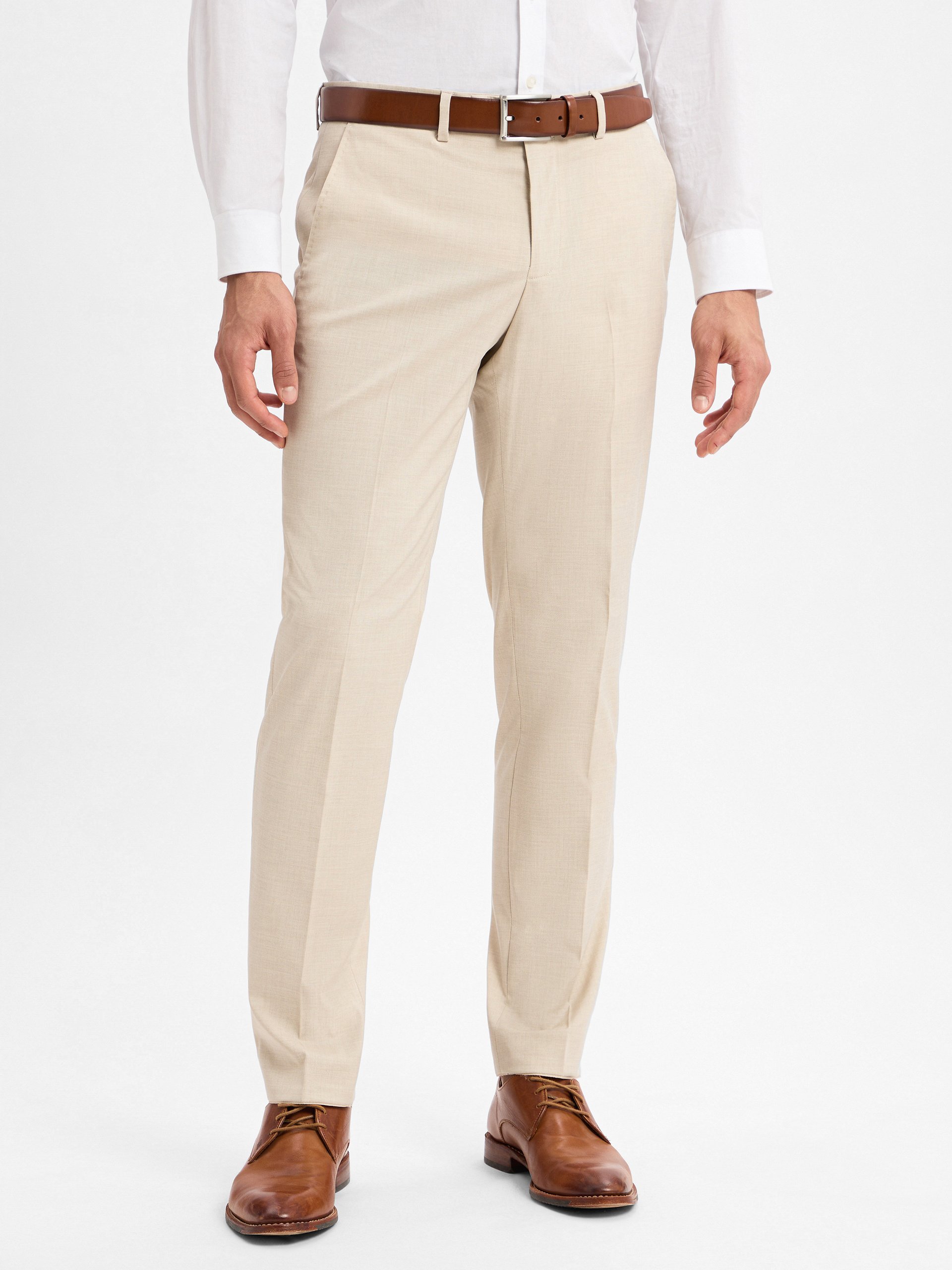 Finshley & Harding spodnie garniturowe - Kalifornia Mężczyźni Slim Fit beżowy