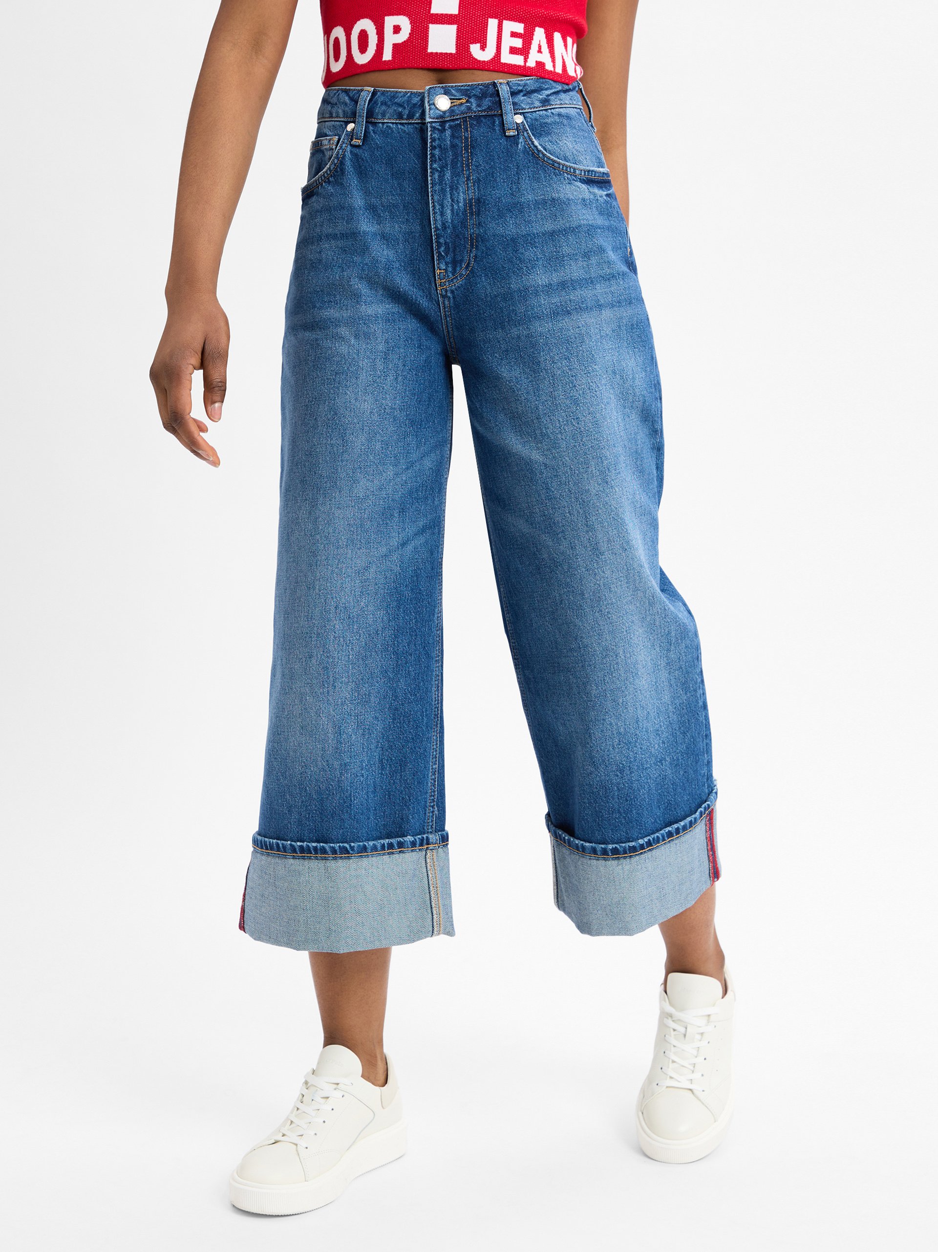 Joop Jeans Dżinsy o szerokim kroju Kobiety Bawełna niebieski