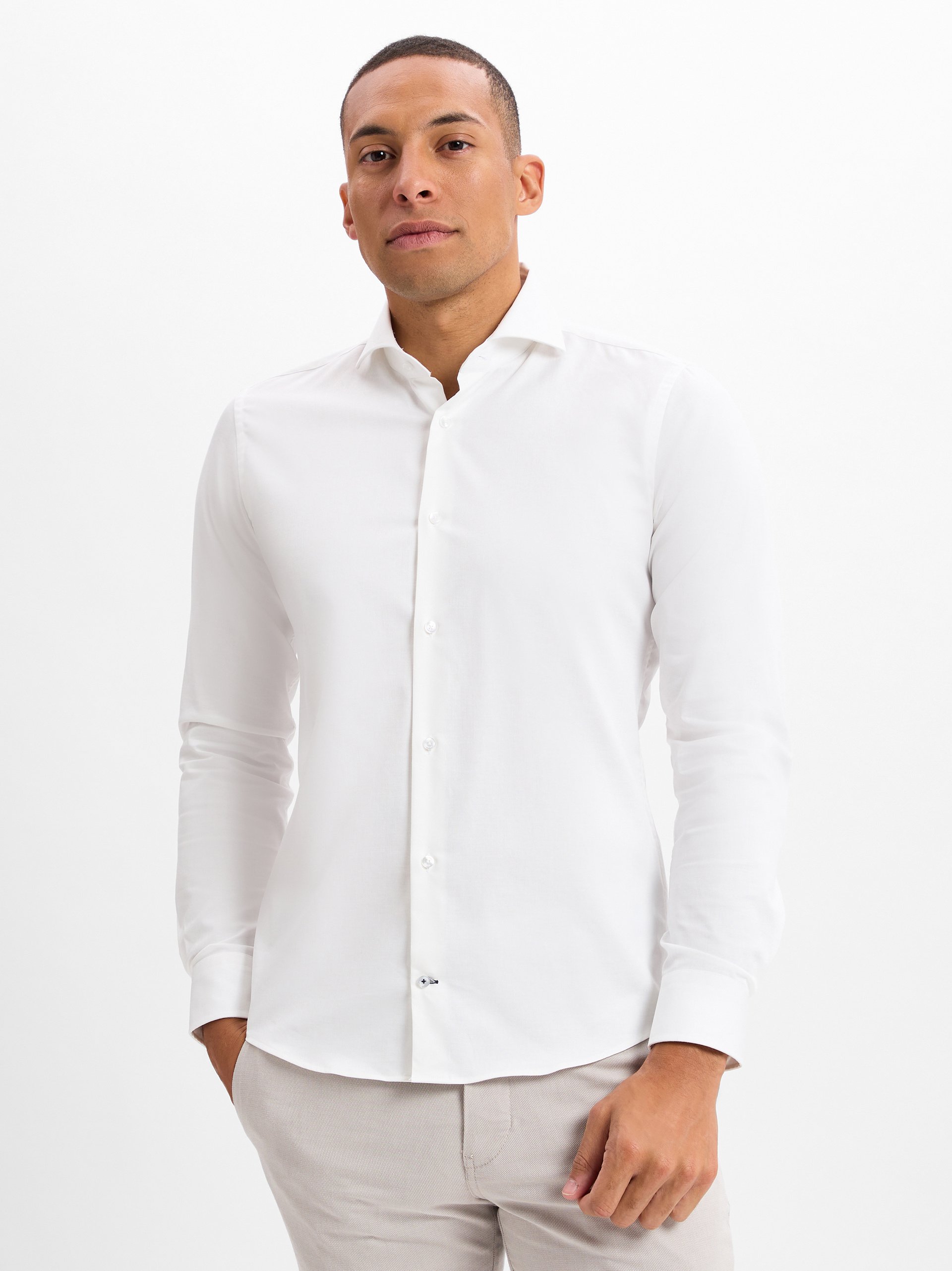 JOOP! koszula biznesowa - Pares Mężczyźni Slim Fit Bawełna biały