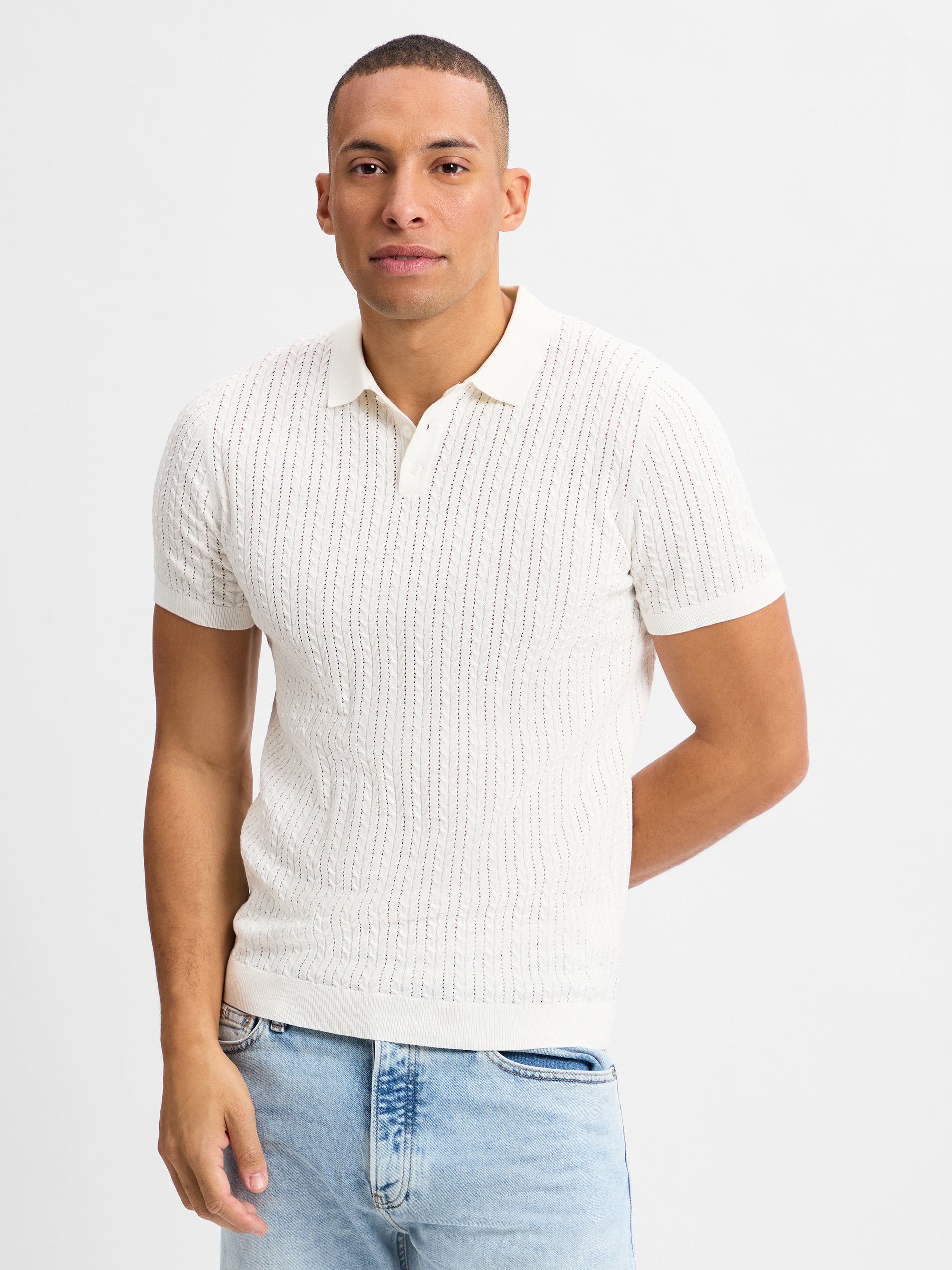 Drykorn koszulka polo - Triton Mężczyźni Bawełna biały