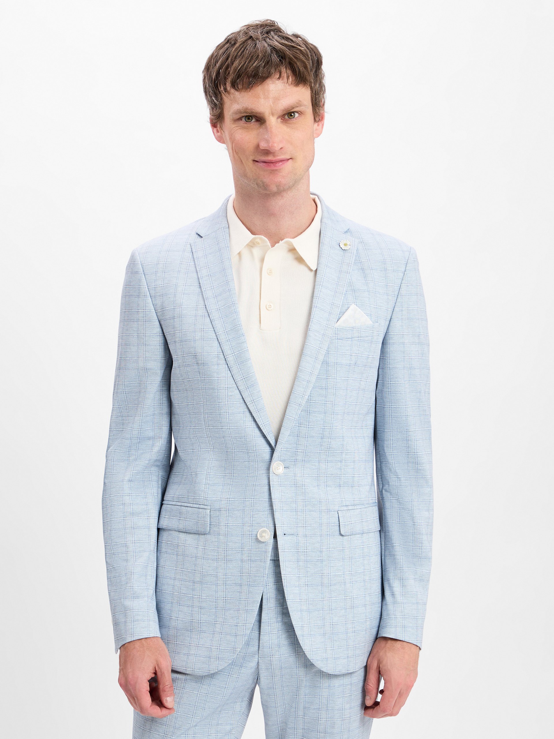 Finshley & Harding London marynarka garniturowa - Brixdon Mężczyźni Slim Fit niebieski