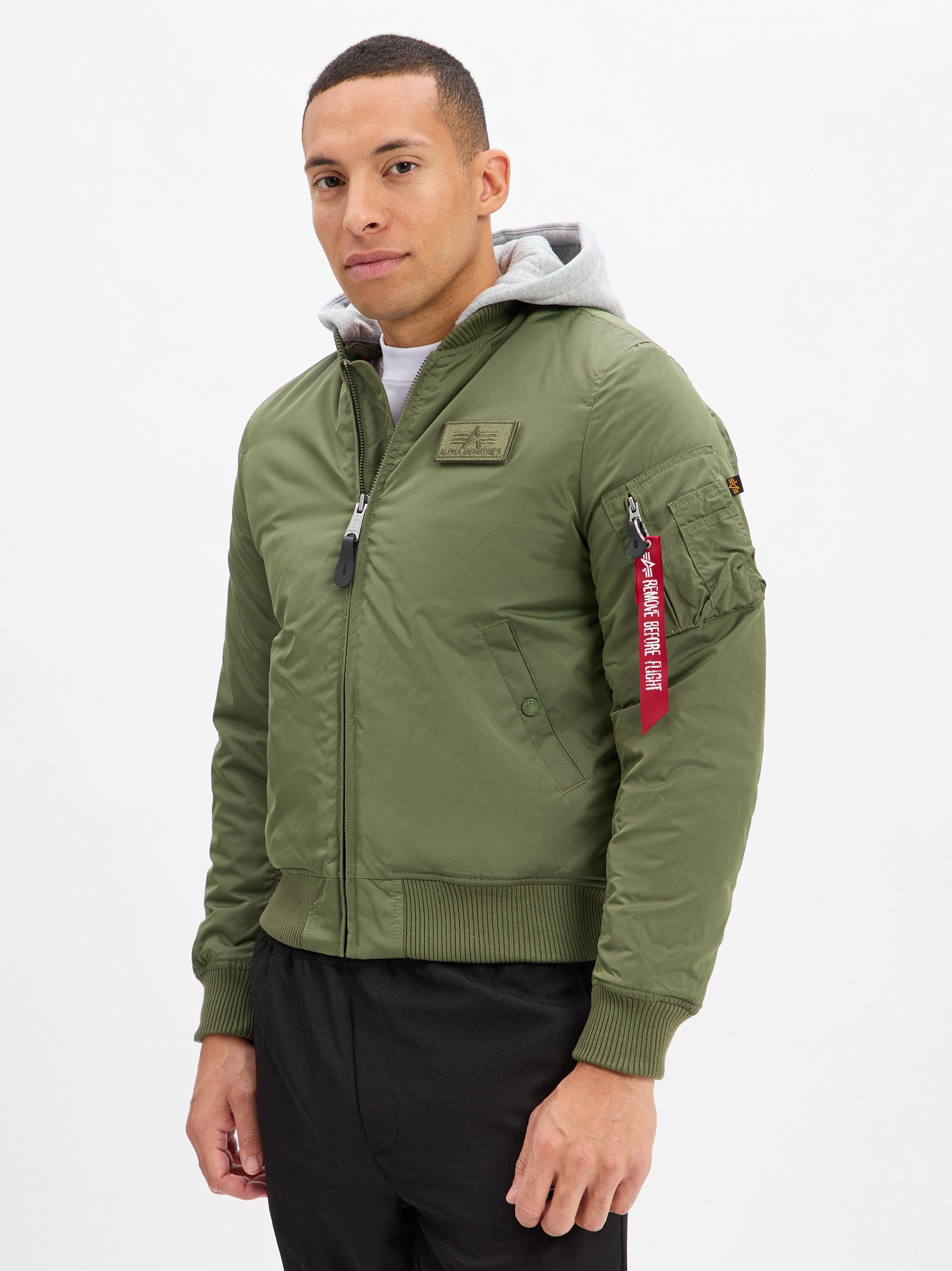 Alpha Industries kurtka bomberka - MA-1 Two Tone Hood Mężczyźni Sztuczne włókno zielony