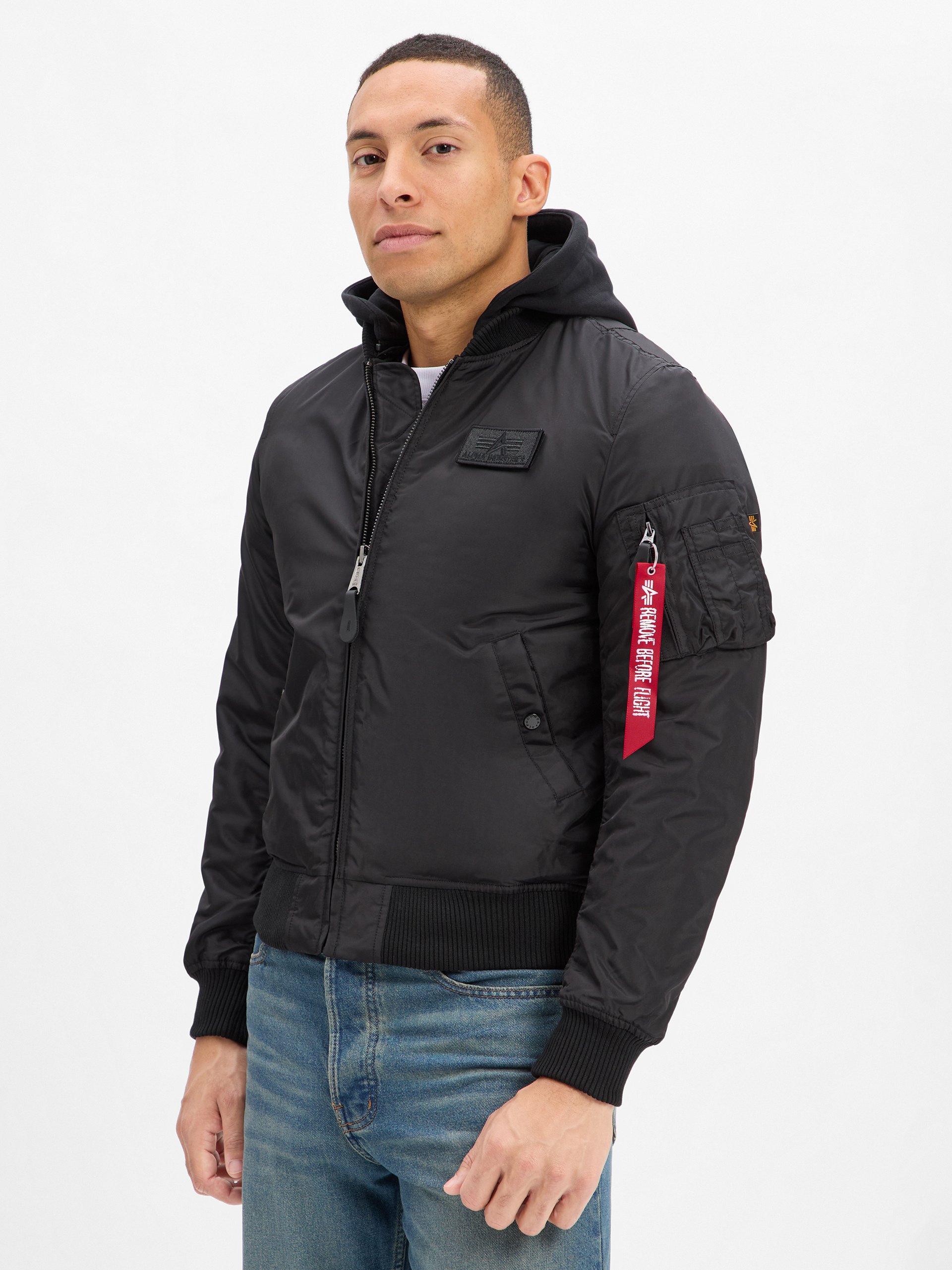 Alpha Industries kurtka bomberka - MA-1 Two Tone Hood Mężczyźni Sztuczne włókno czarny