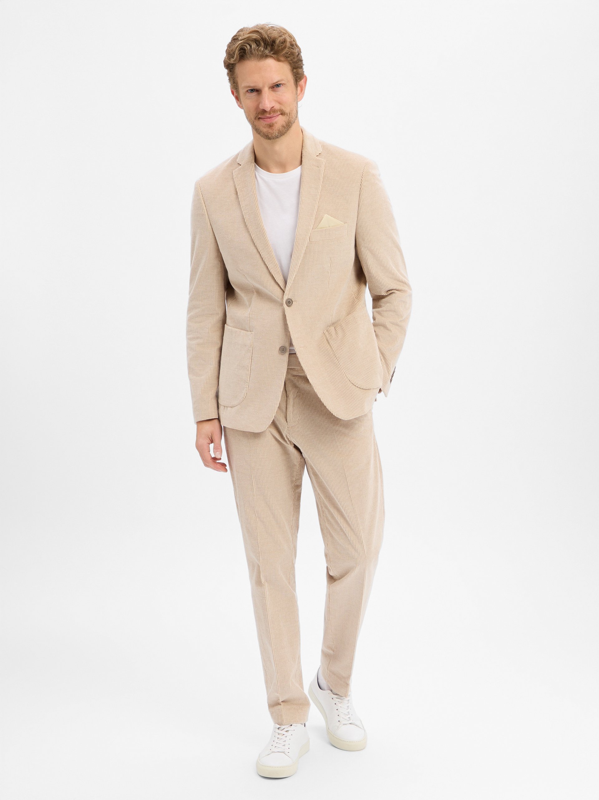 Finshley & Harding garnitur modułowy - Maarten-Mitch Mężczyźni Modern Fit Sztruks beżowy