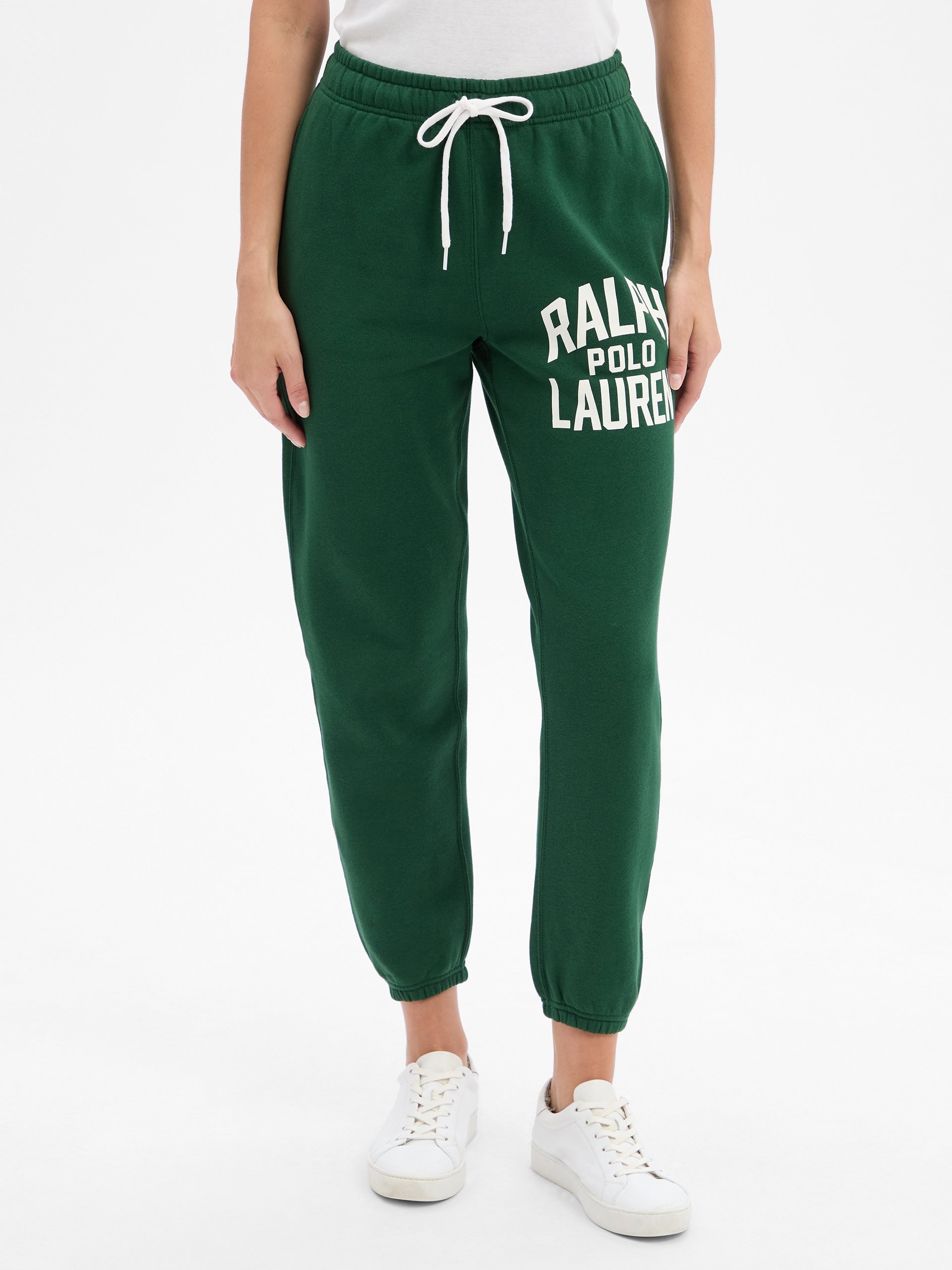 Polo Ralph Lauren spodnie do biegania Kobiety Bawełna zielony|biały