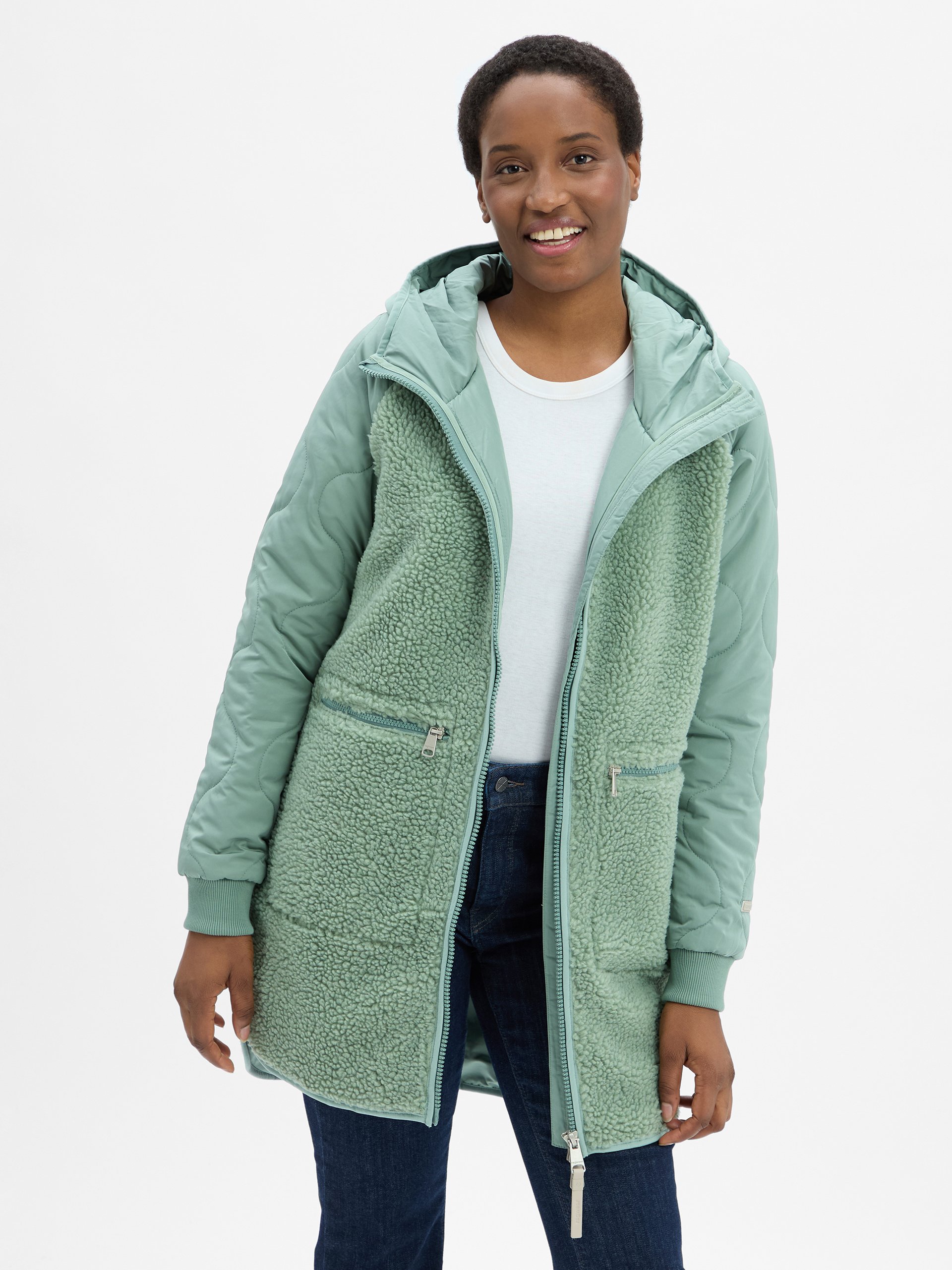 Ragwear Pluszowa parka - Longeddy Kobiety Sztuczne włókno zielony