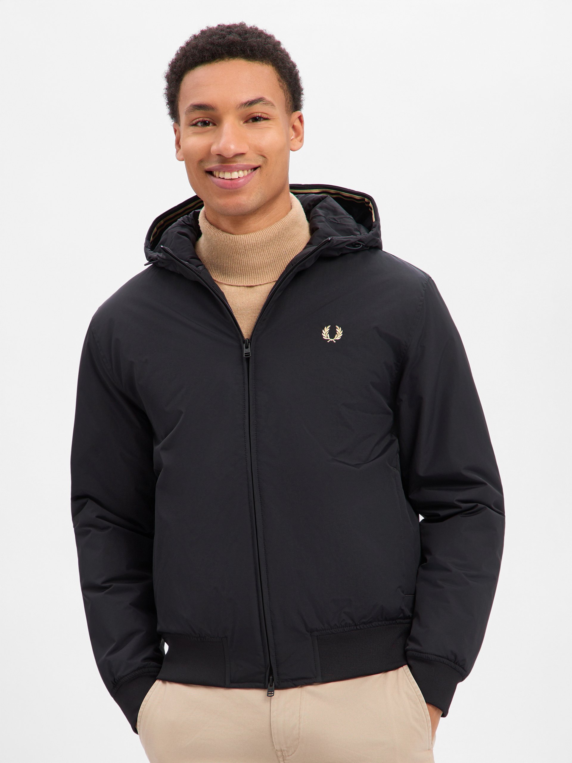 Fred Perry Bluza - Brentham Mężczyźni Sztuczne włókno czarny