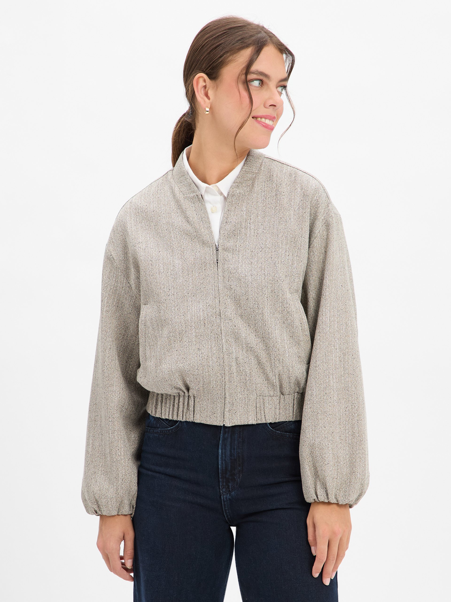 Opus Bluza - Jalea Herringbone Kobiety brązowy|beżowy