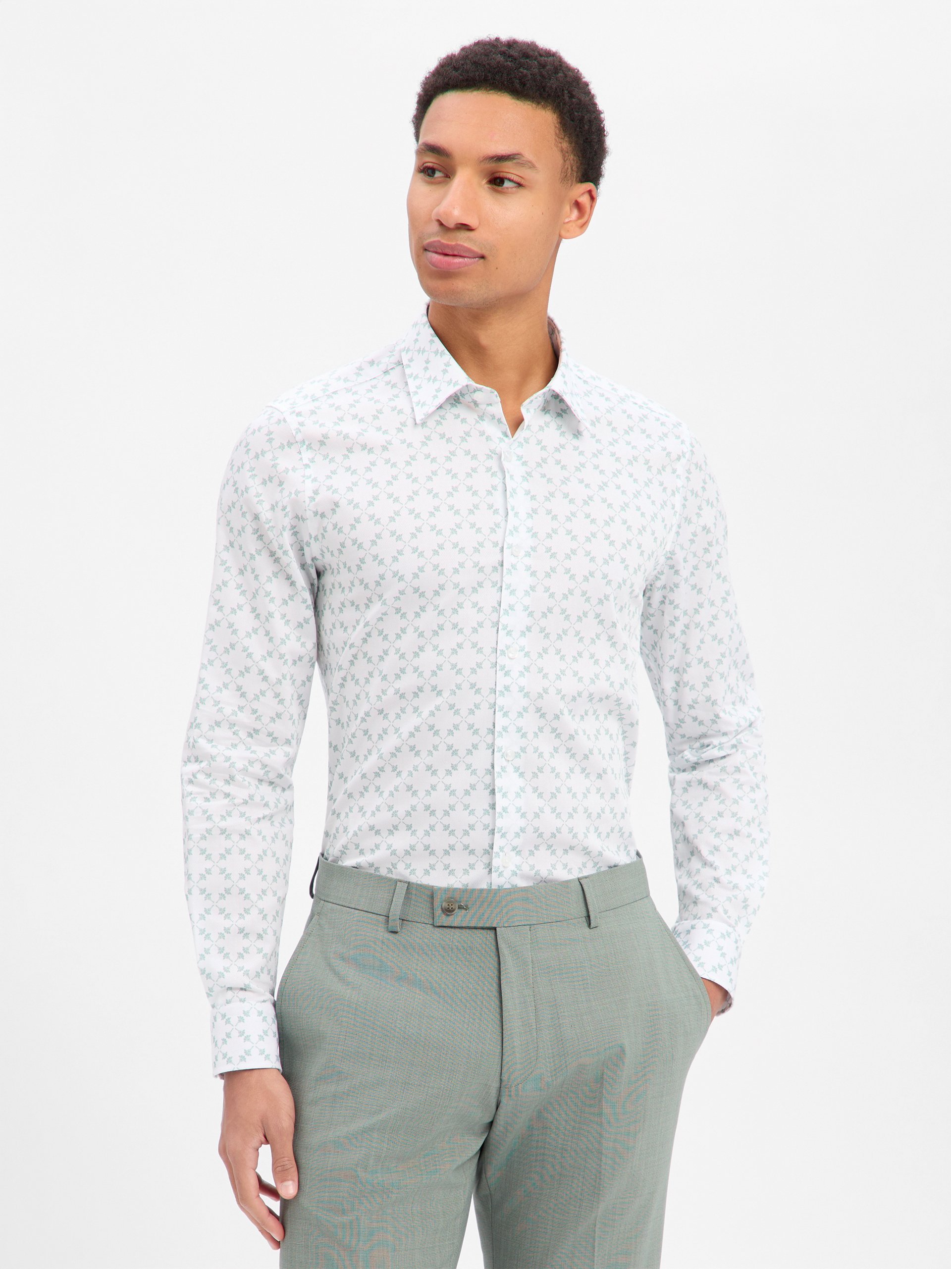 JOOP! Koszula - Pierce Mężczyźni Slim Fit Bawełna biały|zielony