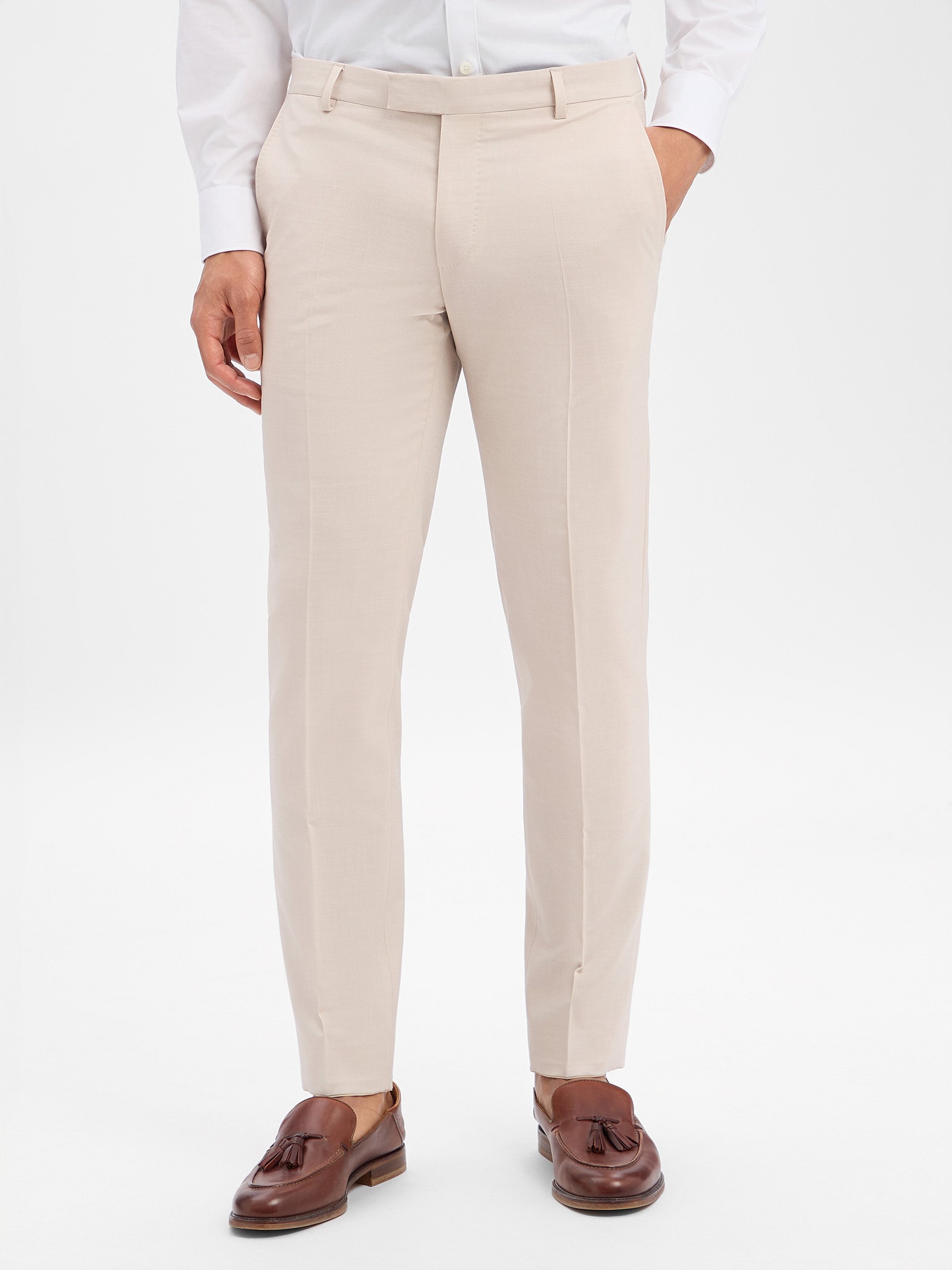JOOP! Spodnie z zawartością wełny - Blayr Mężczyźni Slim Fit wiskoza beżowy
