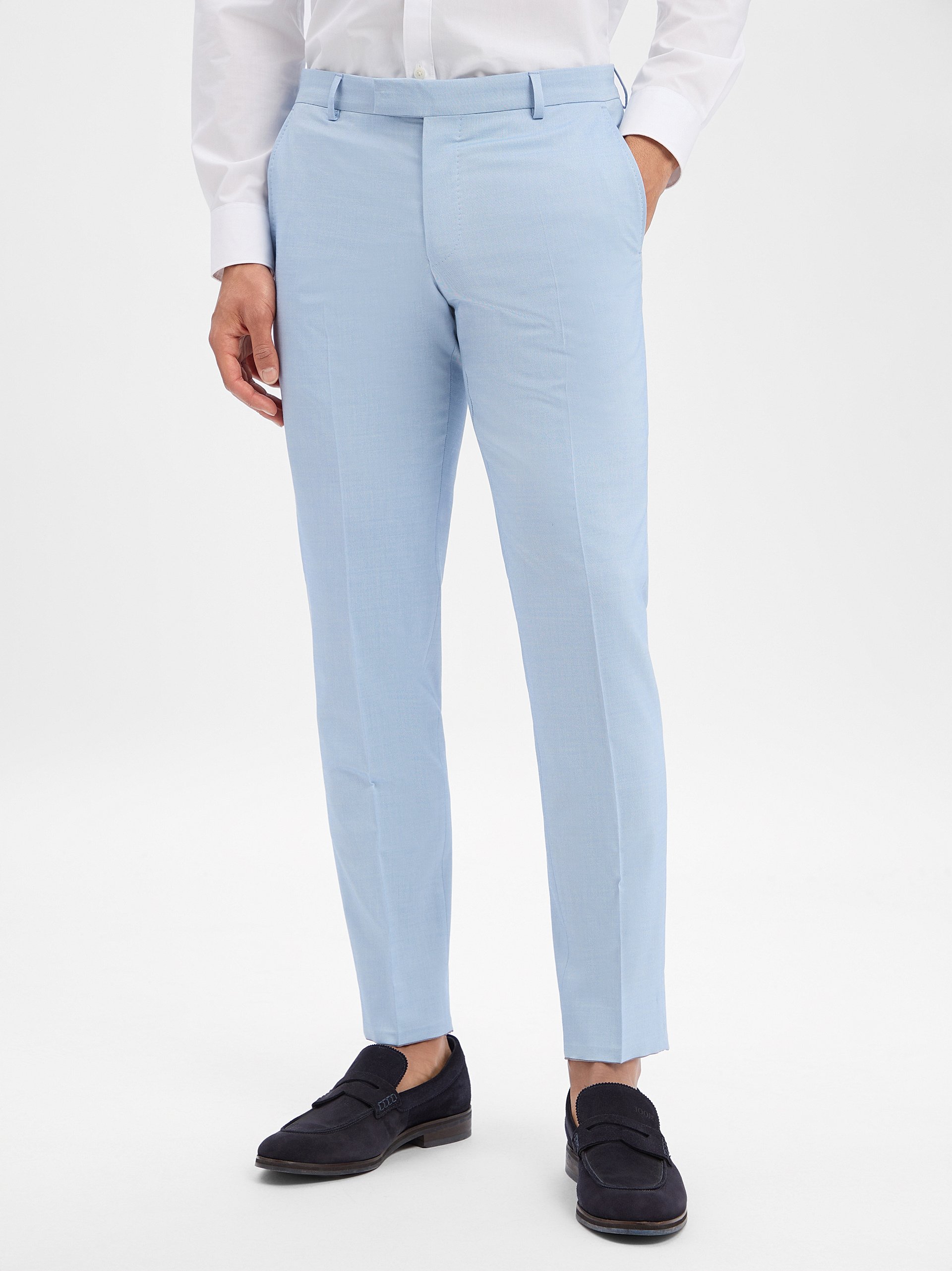 JOOP! Spodnie z zawartością wełny - Blayr Mężczyźni Slim Fit wiskoza niebieski