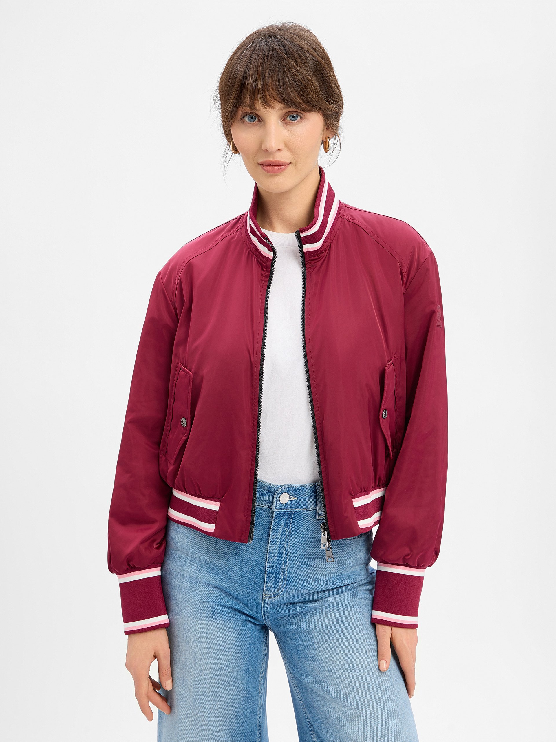 Marc Cain dwustronna kurtka bomber Kobiety czerwony|wielokolorowy