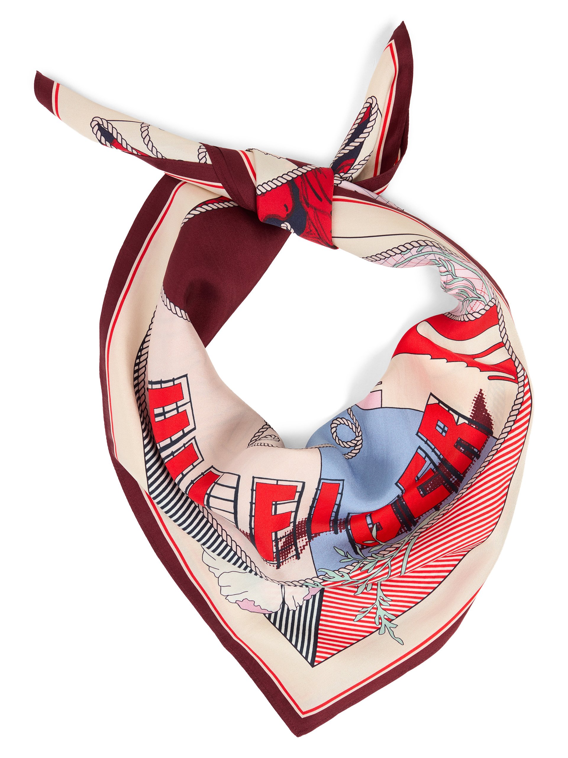 Tommy Hilfiger Jedwabna apaszka Kobiety beżowy|wielokolorowy
