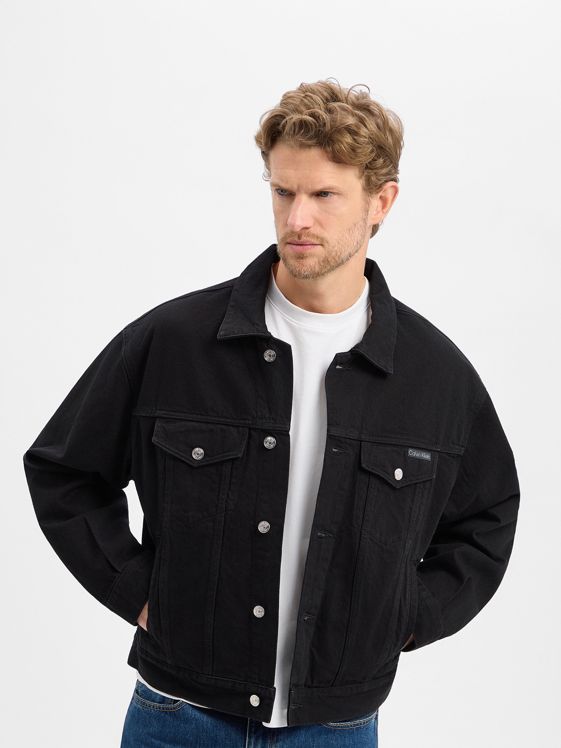 Calvin Klein Jeans kurtka dżinsowa Mężczyźni Bawełna czarny