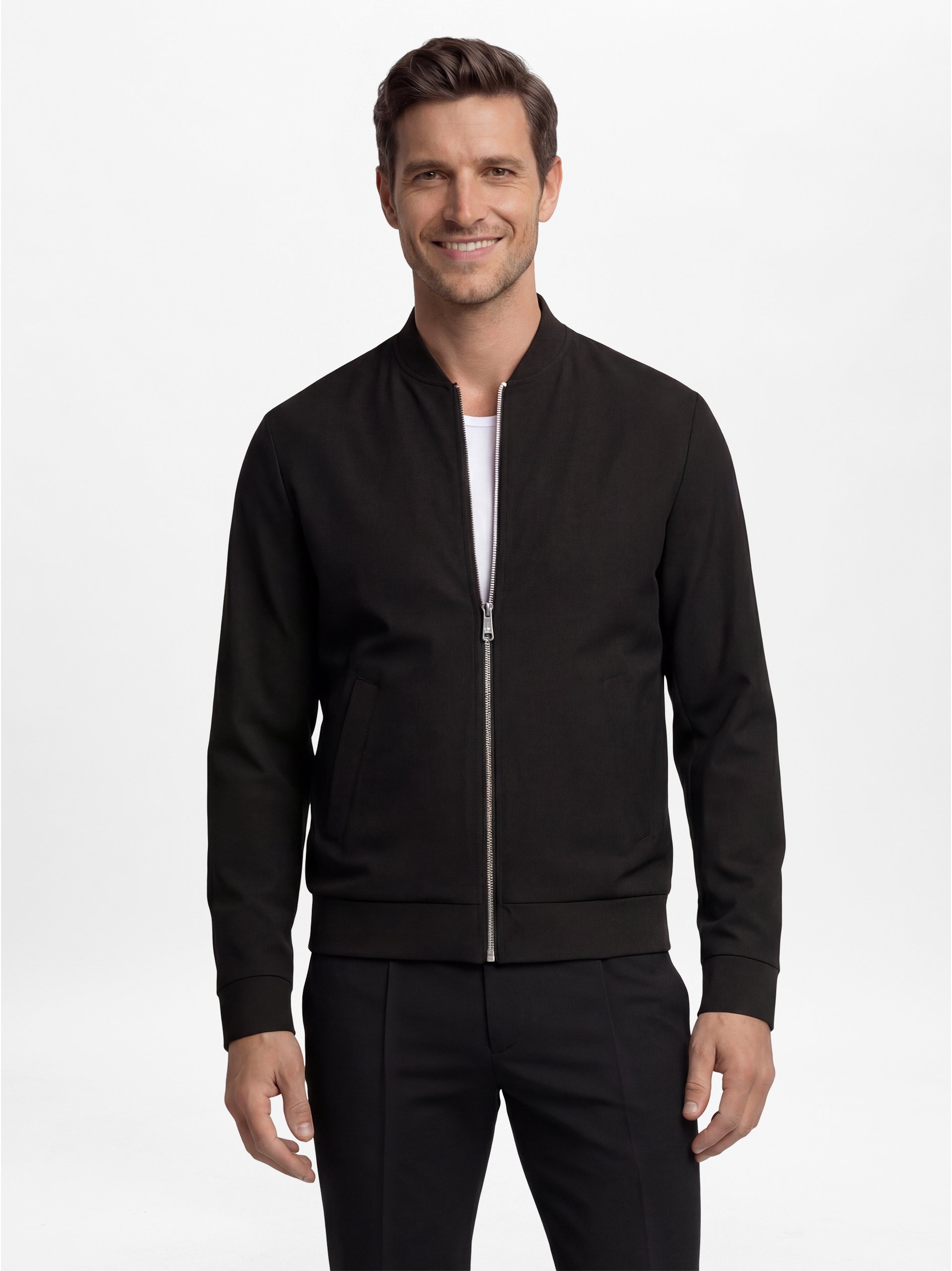 Finshley & Harding London bluza modułowa - Dean Mężczyźni Slim Fit czarny