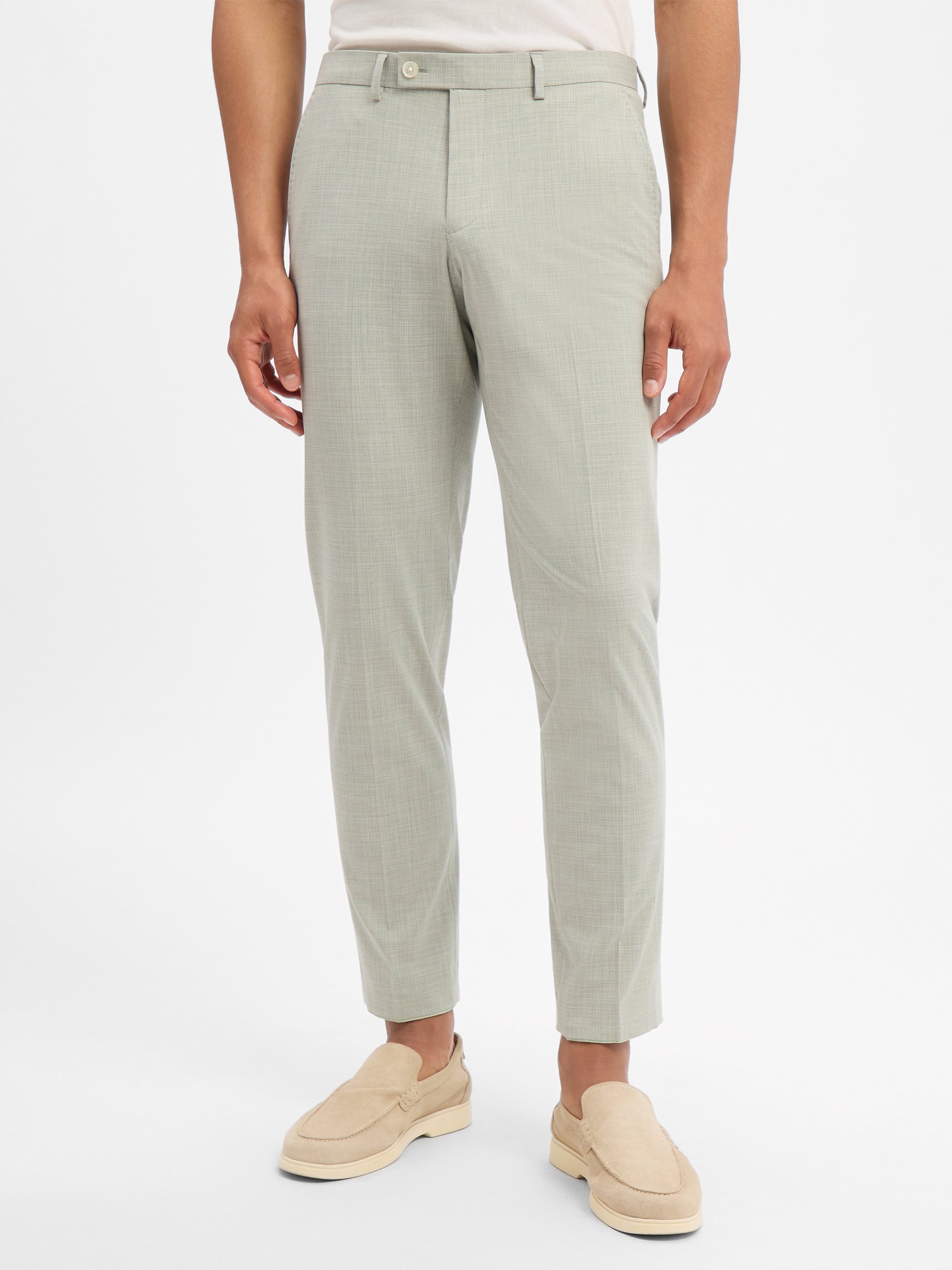 Finshley & Harding London spodnie garniturowe - Hoxdon Mężczyźni Slim Fit Sztuczne włókno szary
