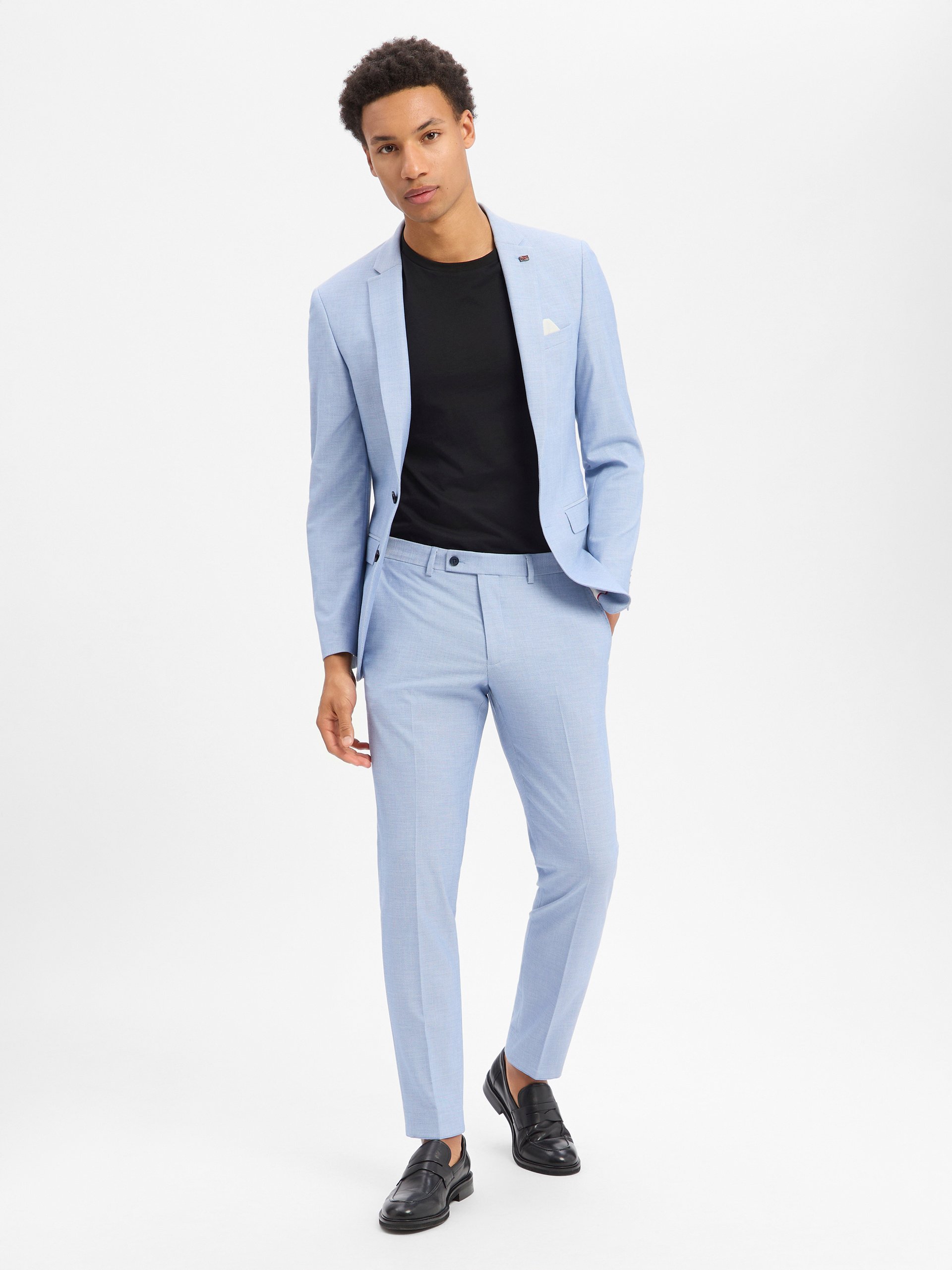 Finshley & Harding London garnitur Mężczyźni Slim Fit niebieski