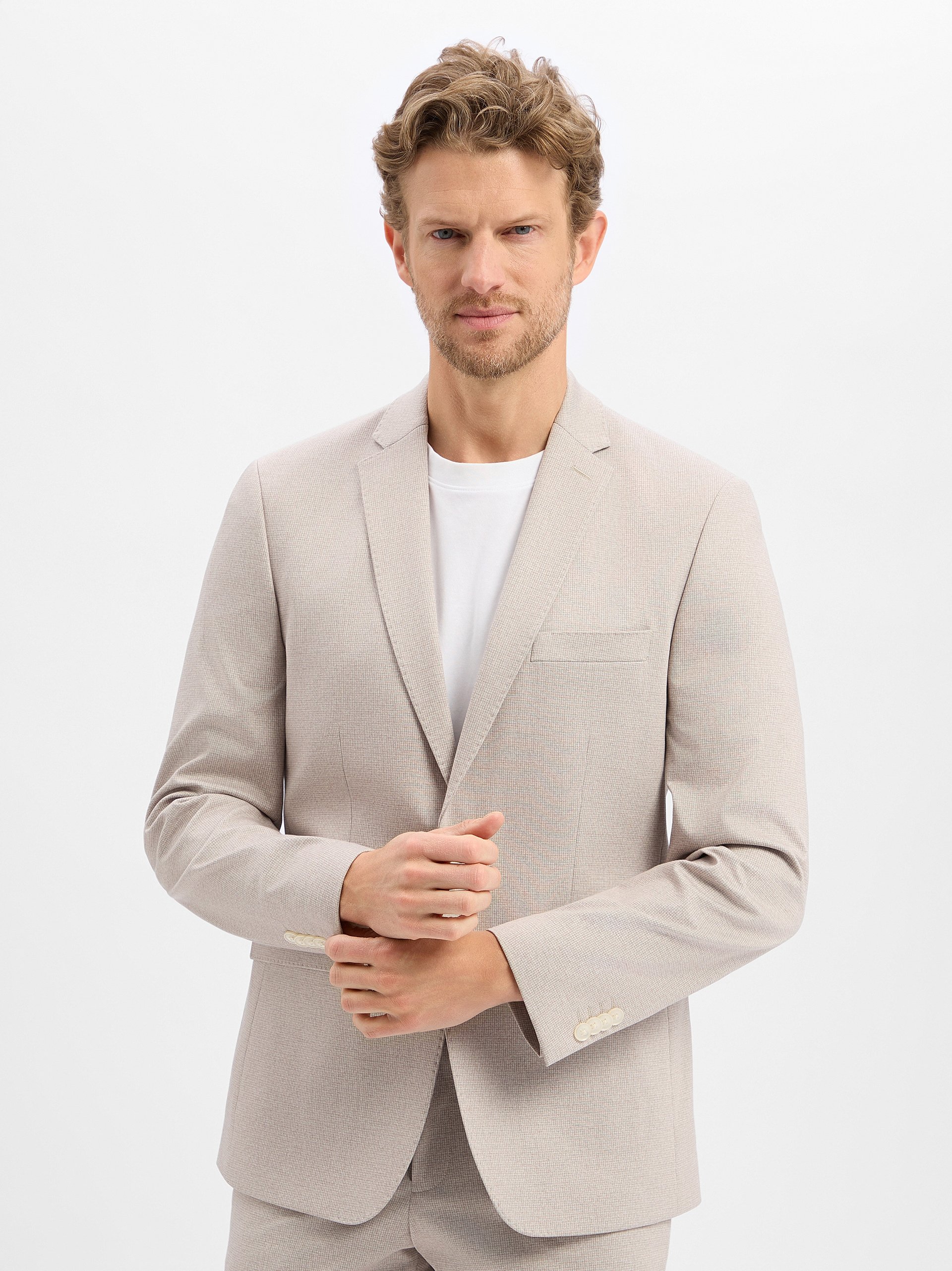 Finshley & Harding kurtka modułowa Mężczyźni Modern Fit Sztuczne włókno beżowy