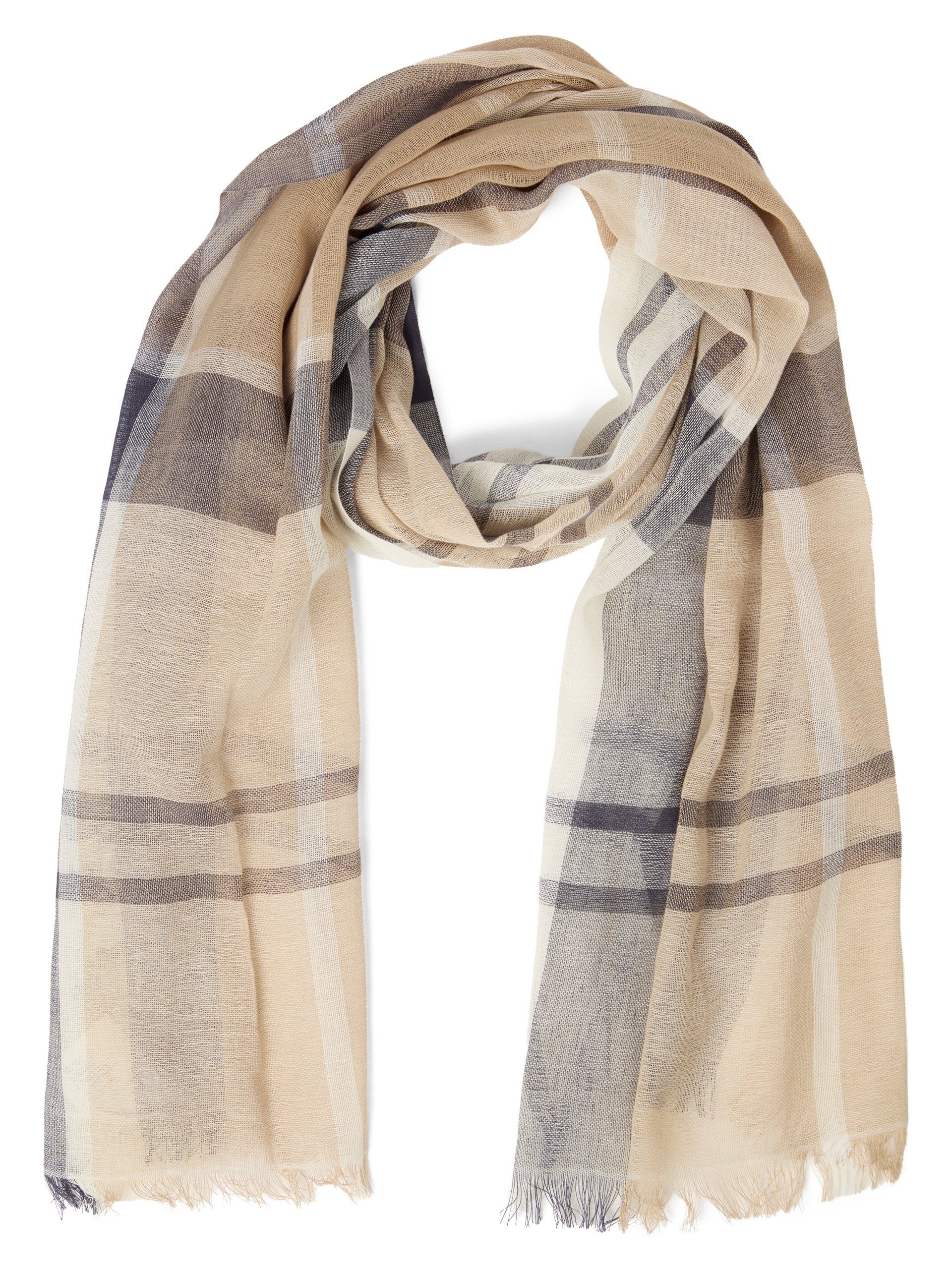 Barbour szalik z płótna - Abigail Tartan Kobiety Bawełna beżowy|niebieski|biały