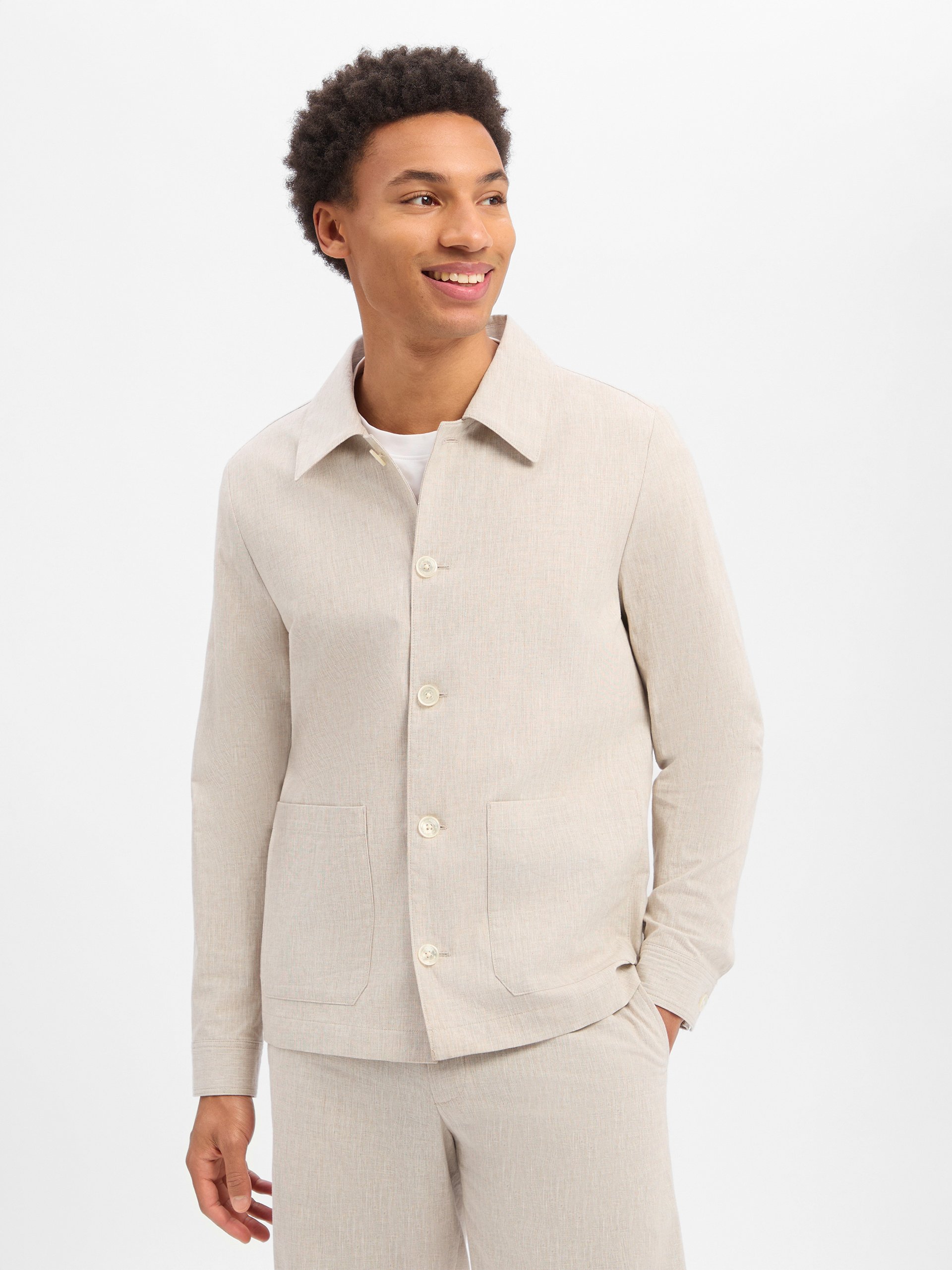 Finshley & Harding London kurtka modułowa z zawartością lnu - Logan Mężczyźni Comfort Fit Bawełna beżowy
