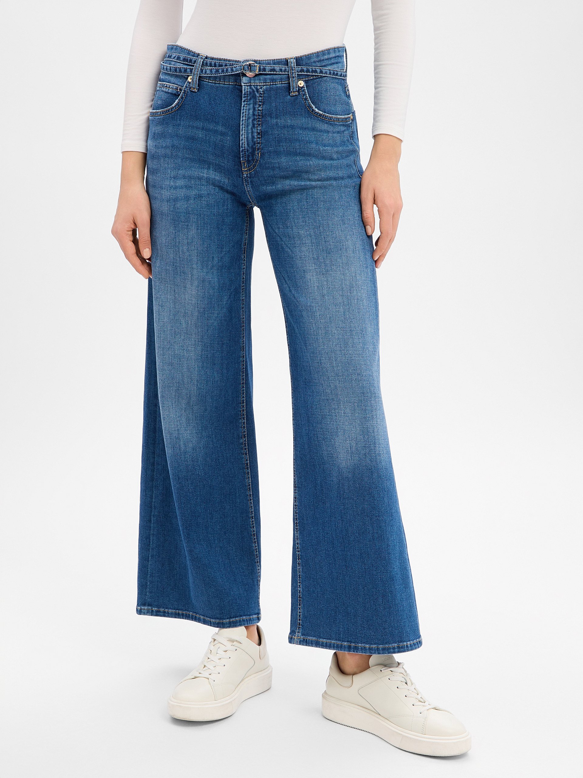 Cambio Dżinsy - Palazzo cropped Kobiety Bawełna niebieski