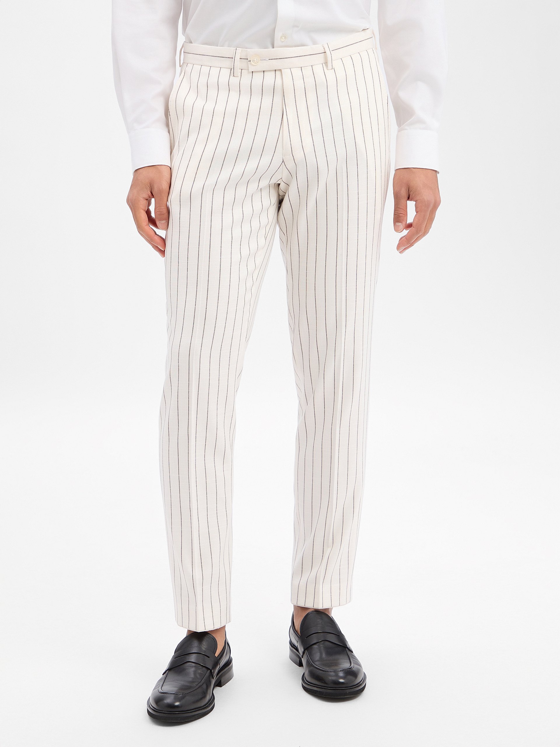 Finshley & Harding London spodnie garniturowe Mężczyźni Slim Fit beżowy