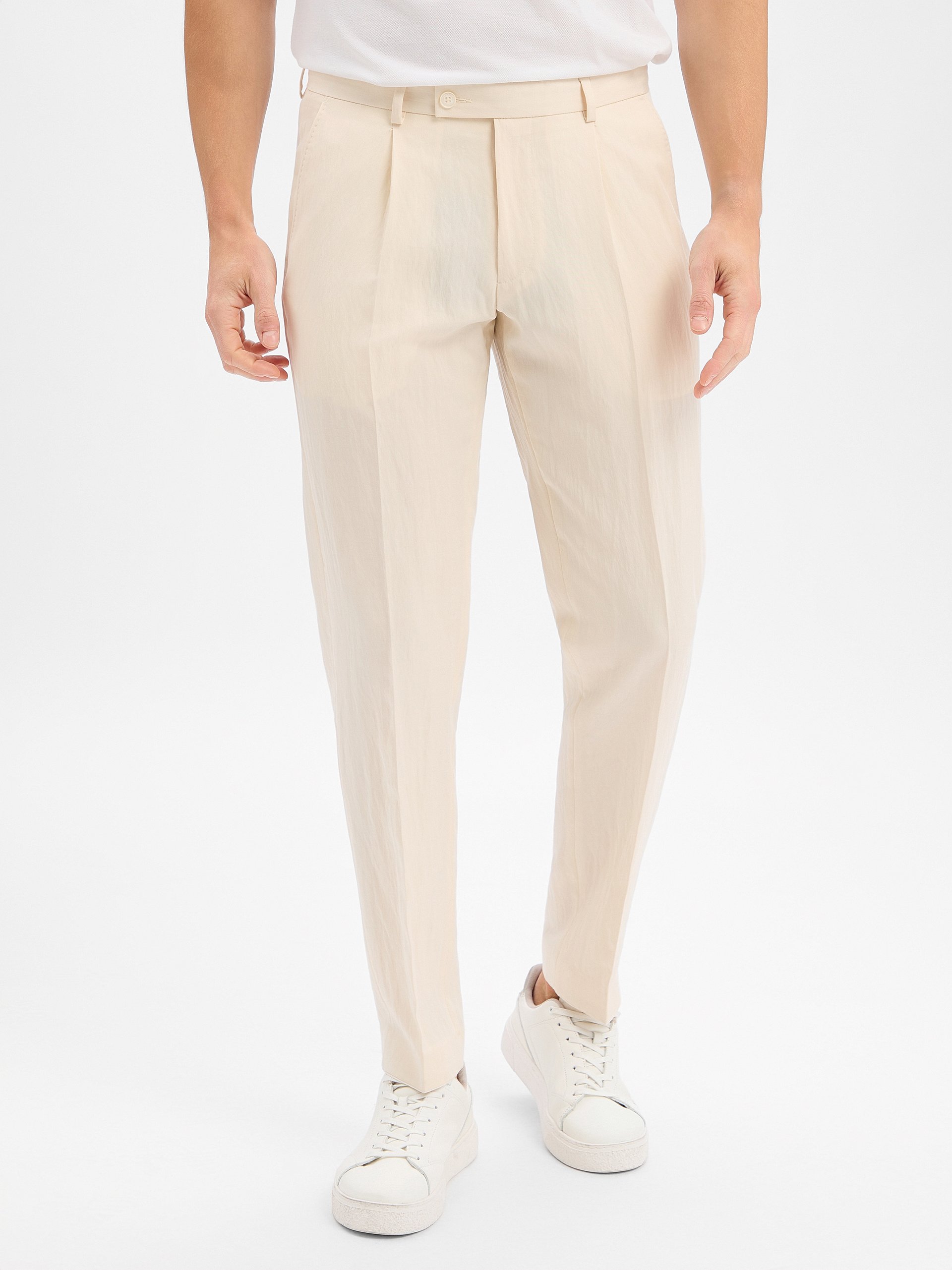 Finshley & Harding London Spodnie - Hudson Mężczyźni Slim Fit beżowy