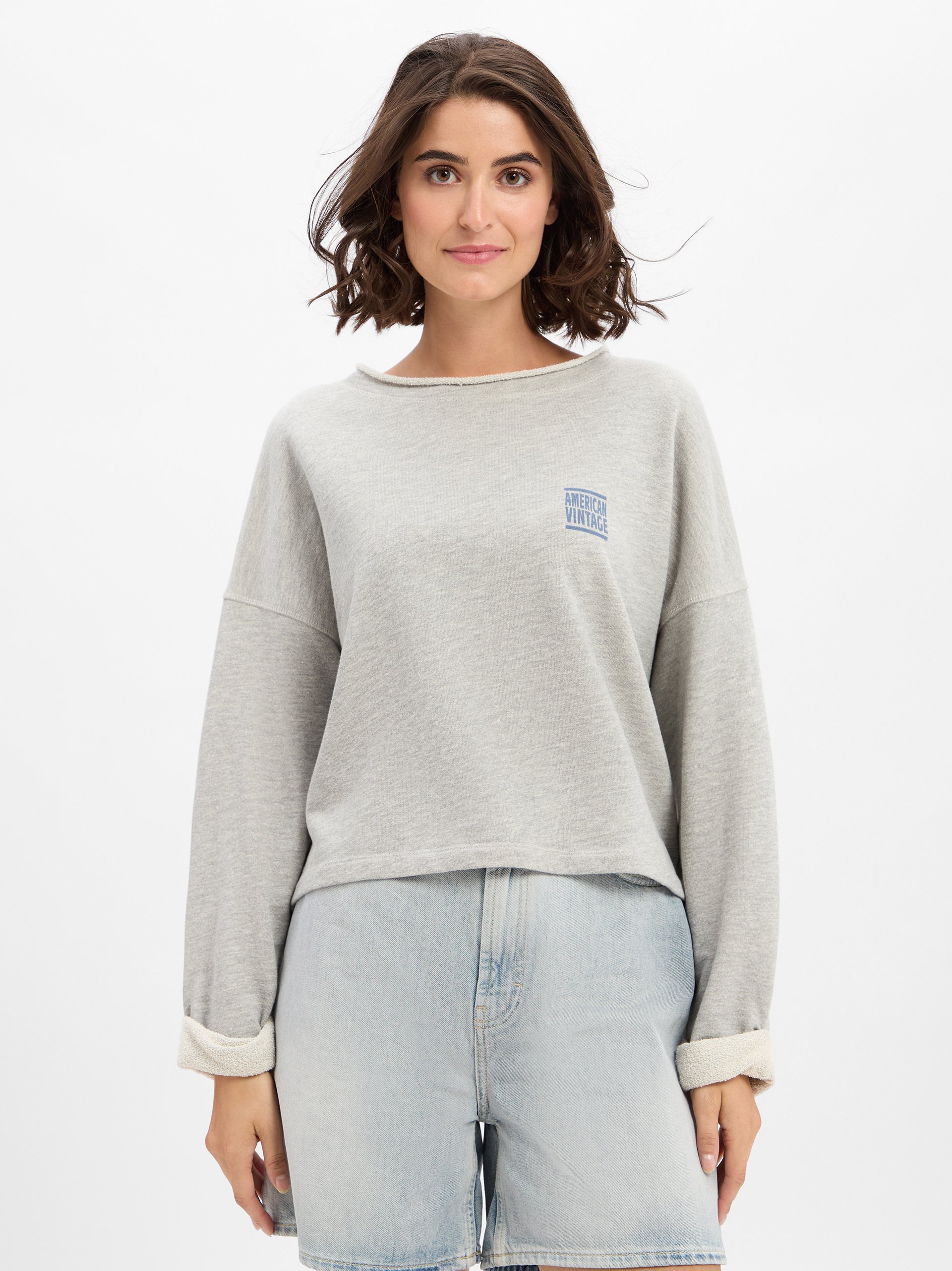 american vintage Bluza - Zofbay Kobiety Bawełna szary