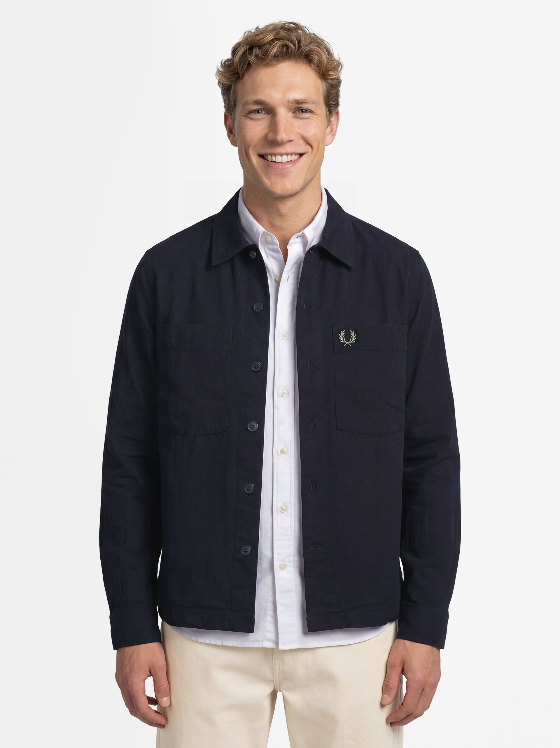 Fred Perry kurtka koszulowa Mężczyźni Bawełna niebieski