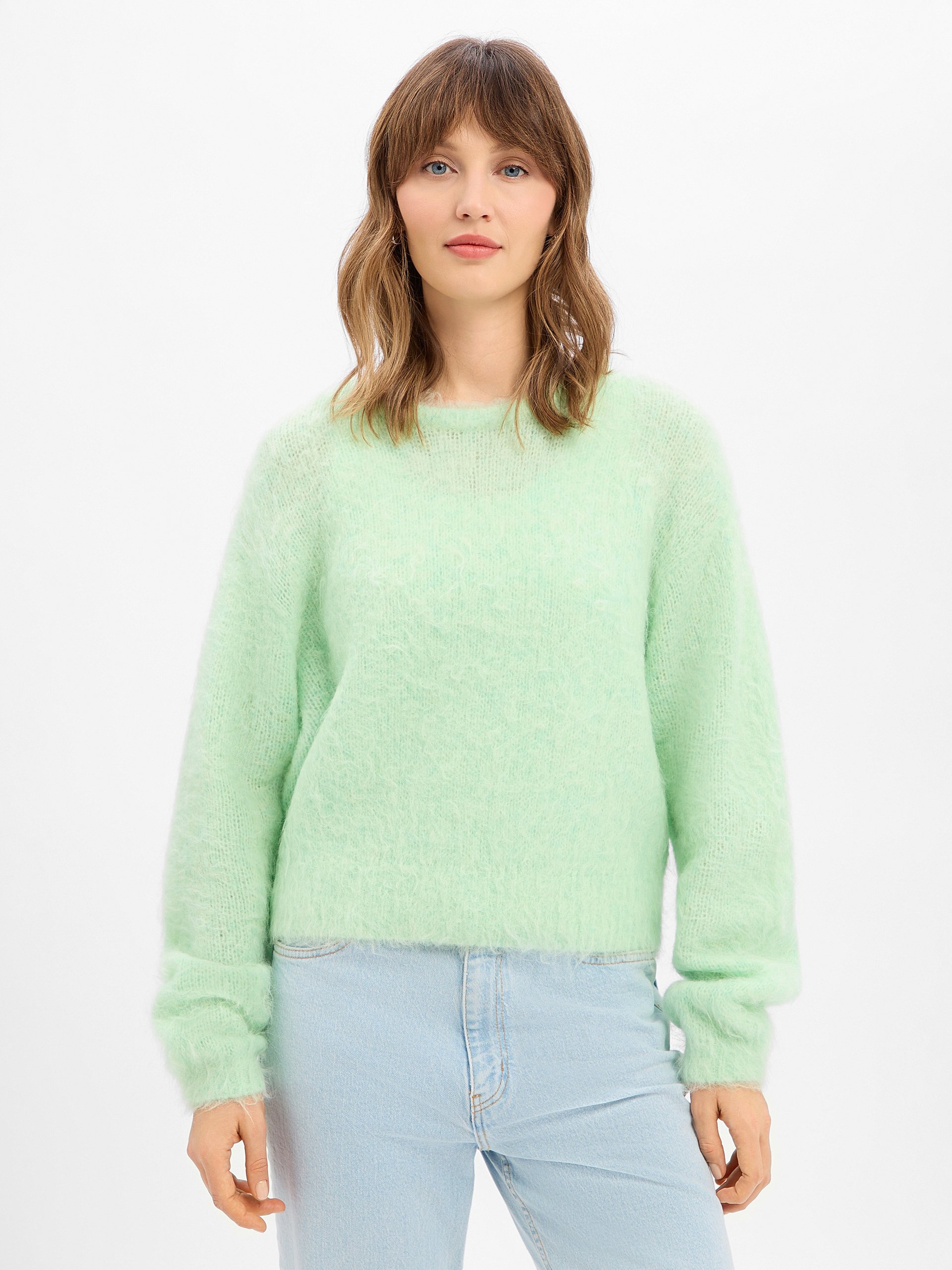 american vintage Sweter z dzianiny z zawartością alpaki Kobiety zielony