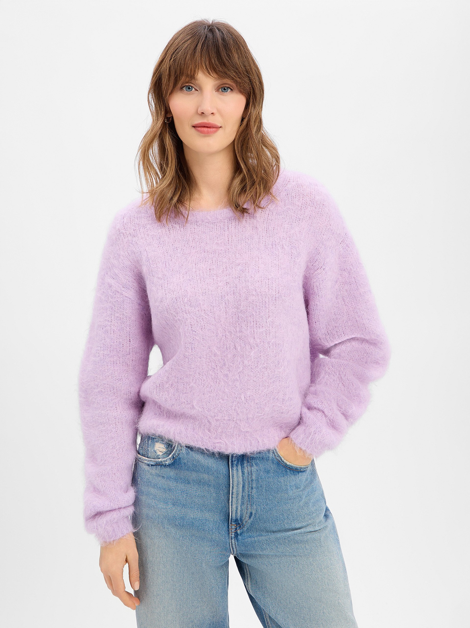american vintage Sweter z dzianiny z zawartością alpaki Kobiety lila